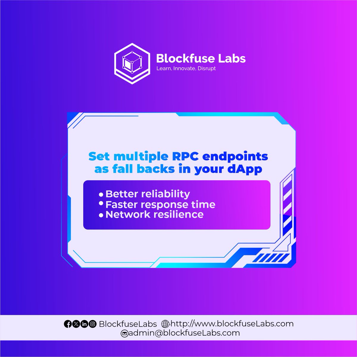 blockfuselabs's tweet image. Running blockchain apps without reliable RPC endpoints is like trying to make international calls without satellites - slow and impossible.

Connect with @blockfuselabs for more tech insights
