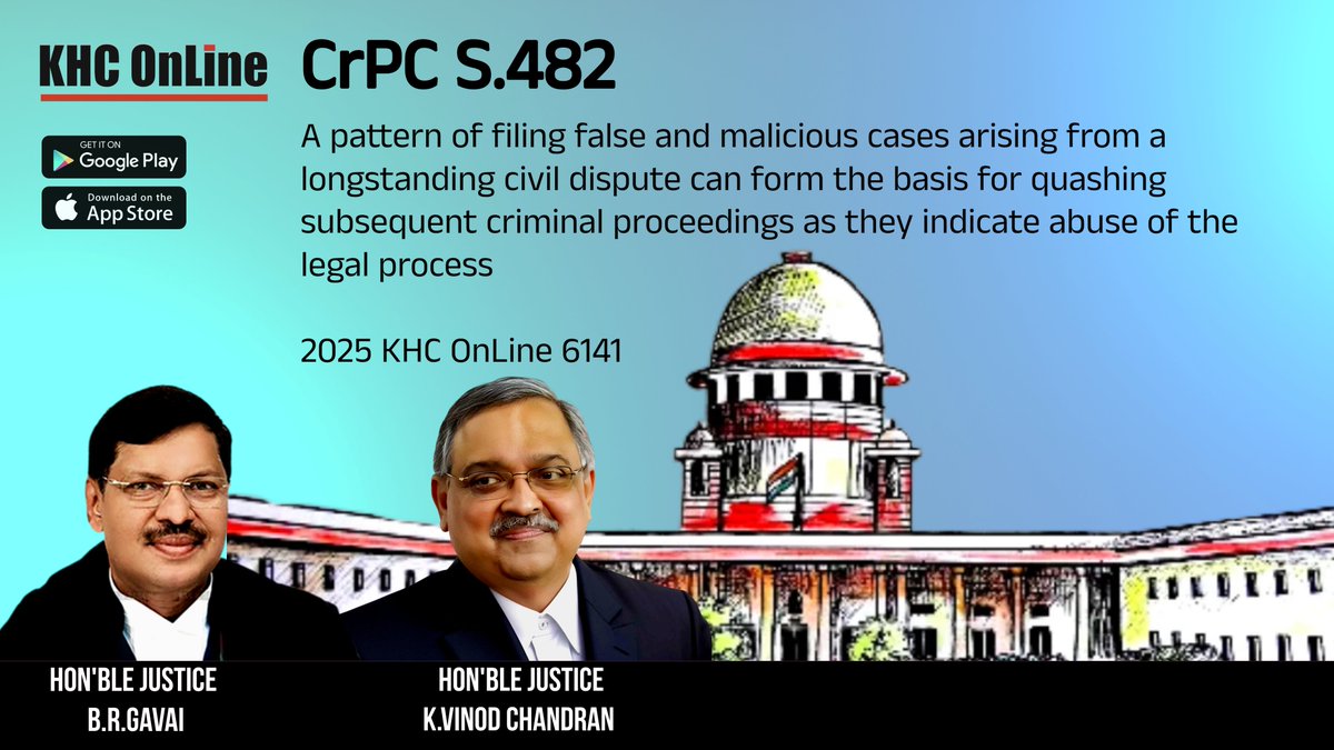 khconline1's tweet image. #CrPC482 #QuashingProceedings #FalseCases #MaliciousProsecution #AbuseOfProcess #CivilDisputeCriminalized