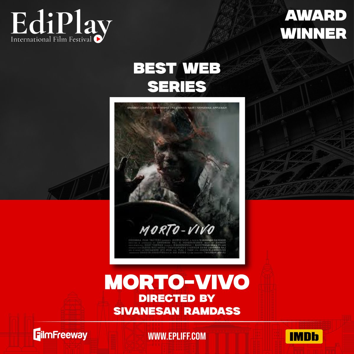 EdiplayF's tweet photo. Congratulate our award winner in the "Best Web Series" category! We are delighted to have your presence at our festival!
#Ediplay #FilmFestival #BestWebSeries #MovieCategory #FilmSubmission https://t.co/qLcA4jP8WT