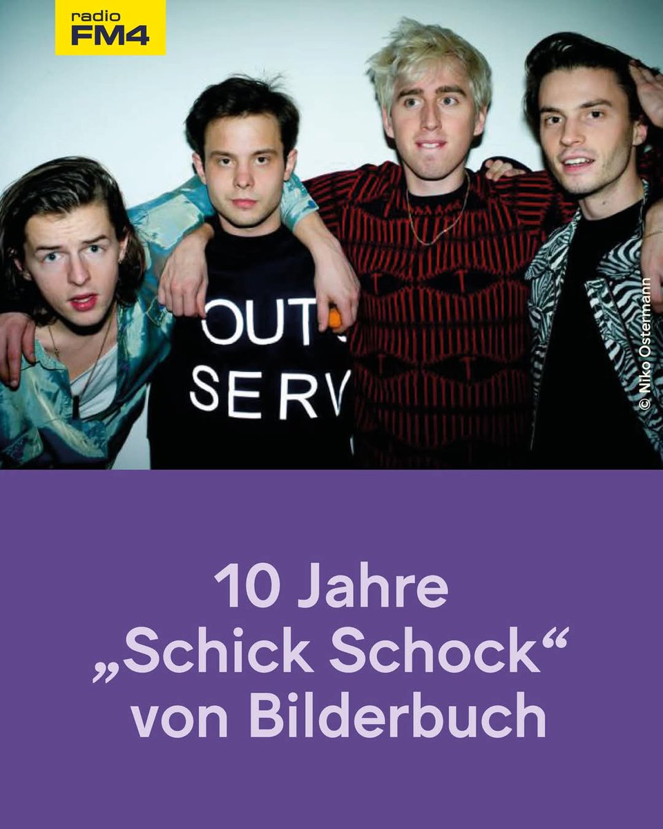 Heute vor 10 Jahren ist das Album "Schick Schock" von Bilderbuch erschienen 🎉

Wir nehmen das Jubiläum zum Anlass für Bilderbuch-Festspiele und feiern die Band den ganzen Tag! Höhepunkt ist die Radio-Doku „Es regnet Hits - Die Geschichte von Bilderbuch“ von 18 bis 19 Uhr.