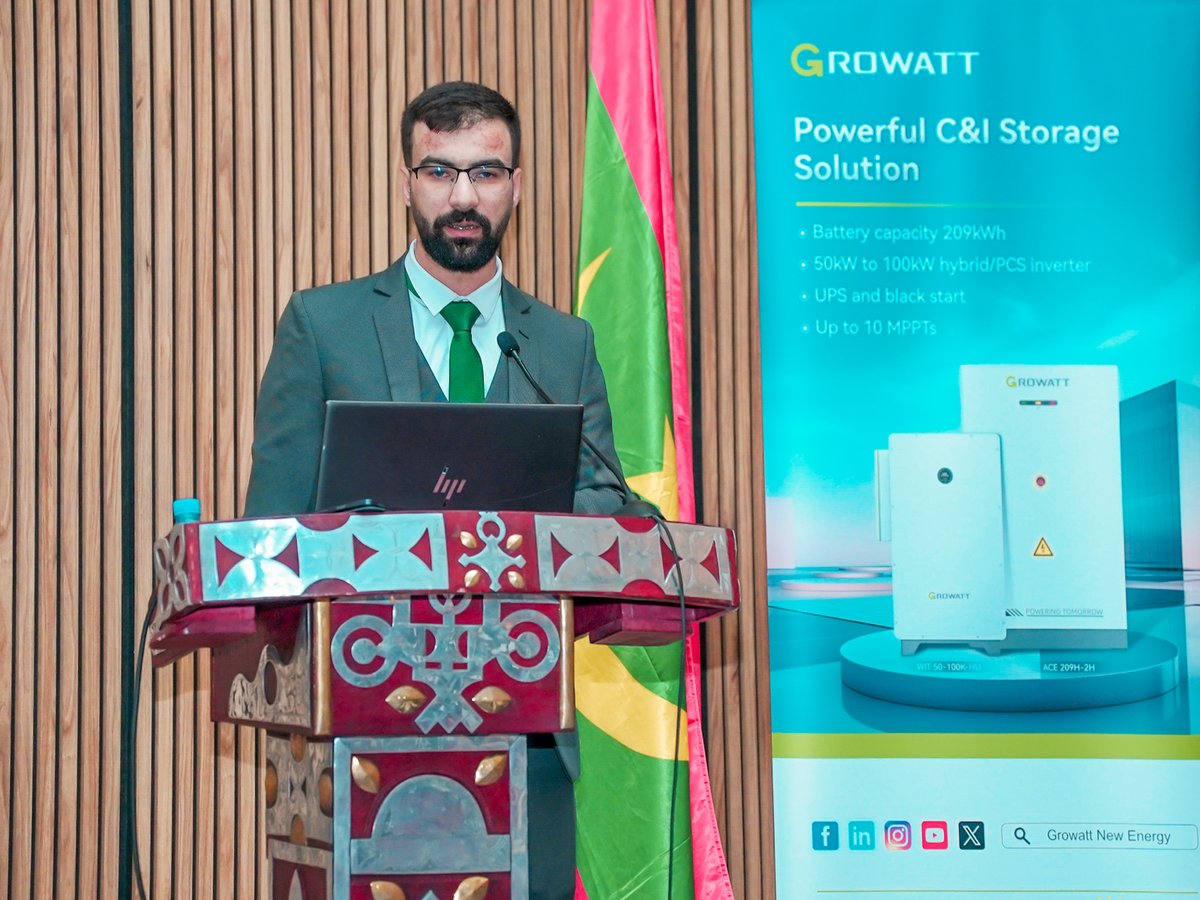 GrowattInverter's tweet image. Growatt showcased #RenewableSolutions at our Mauritania Roadshow. Attendees explored #Hybrid and #OffGridSolar systems, including WIT series inverters and SPF ES PLUS solutions. Thank you all for joining. Subscribe to stay updated on our upcoming events: bit.ly/growattnewslet…