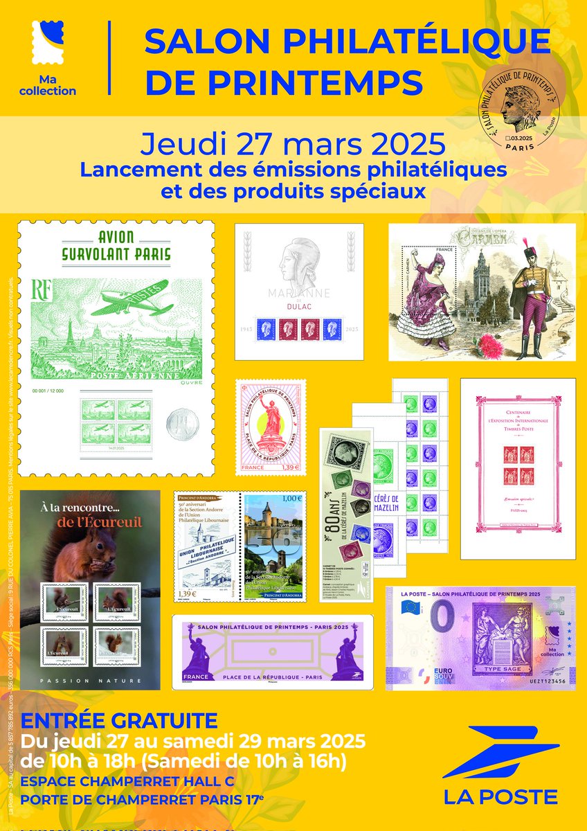 RDV dans 1 mois au Salon Philatélique de Printemps 🌱 du 27 au 29 mars
📍 Espace Champerret Hall C #Paris 17e
<a href="/TimbresFFAP/">FFAP</a> <a href="/CNEP_Philatelie/">CNEP • Négociants et Experts en Philatélie</a> 
<a href="/Editions_Yvert/">Yvert & Tellier</a> 
#Philatélie #timbres #MaCollection
#Carmen #Écureuil