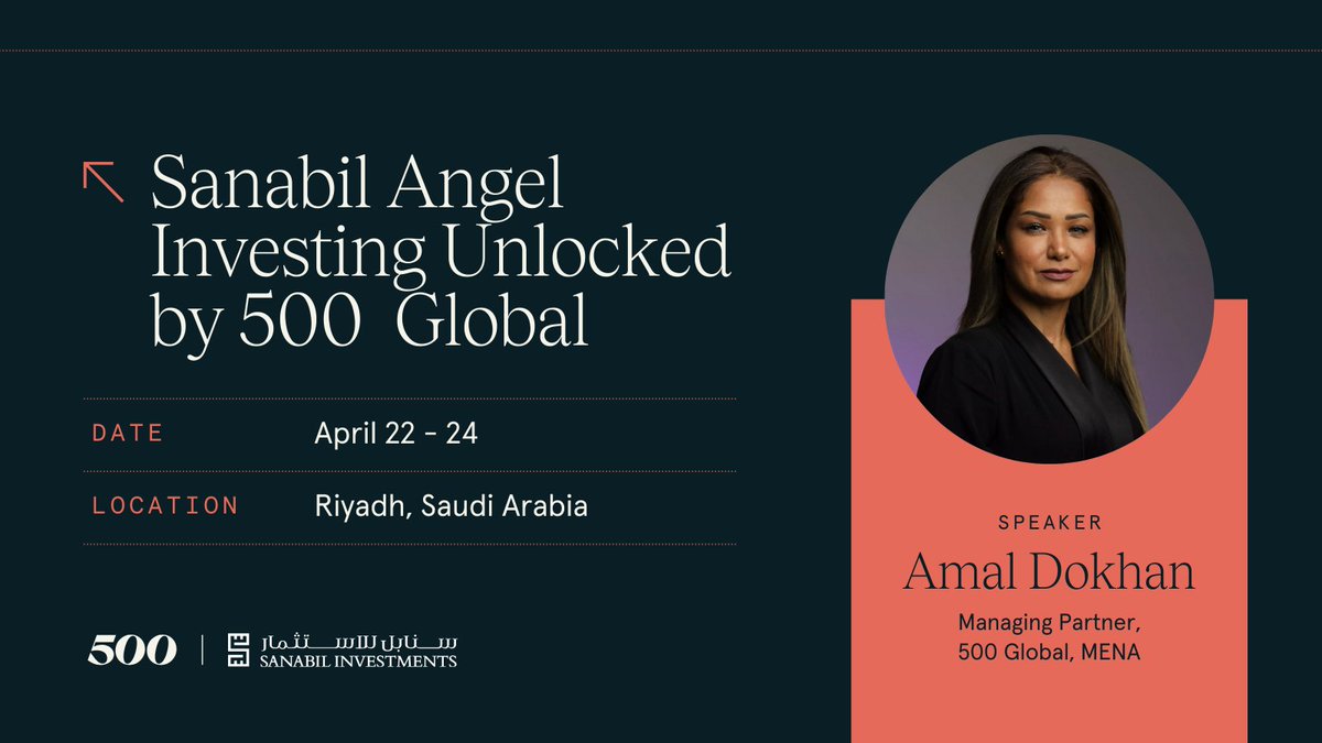 VC Unlocked (@vcunlocked) on Twitter photo 🎤 Exciting news! Amal Dokhan, Managing Partner at 500 Global, will be speaking at the 2025 Sanabil Angel Investing Unlocked by 500 Global cohort! 🚀
Learn from top investors and expand your network. Apply now!
👉 be.500.co/AIUapply
<a href="/500GlobalVC/">500 Global</a> 🎤 Exciting news! Amal Dokhan, Managing Partner at 500 Global, will be speaking at the 2025 Sanabil Angel Investing Unlocked by 500 Global cohort! 🚀
Learn from top investors and expand your network. Apply now!
👉 be.500.co/AIUapply
<a href="/500GlobalVC/">500 Global</a>