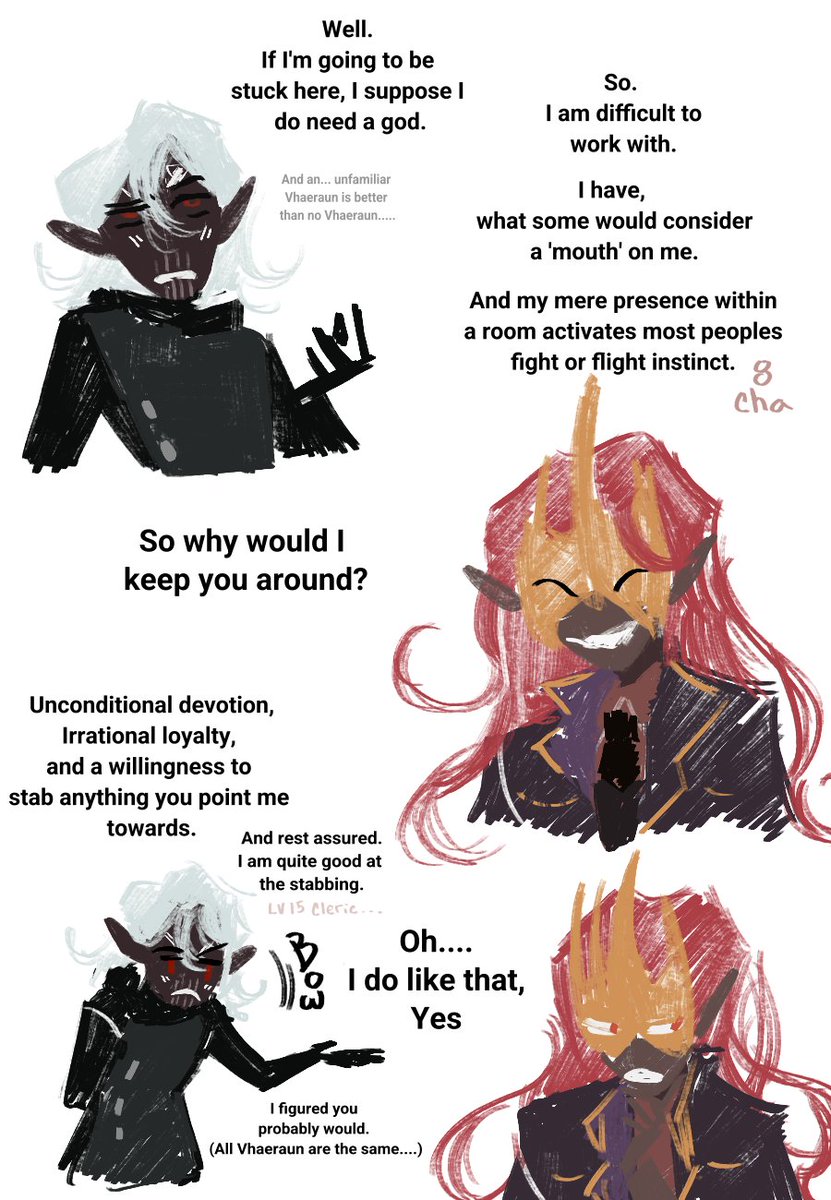 mystxmomo's tweet photo. Someone wanted an au version of my Cleric of Vhaeraun for a tumblr ask game, so I slapped her against the #shadowsoverwelde version of Vhaeraun instead of her normal one. 👍 https://t.co/0SYSsLXziU