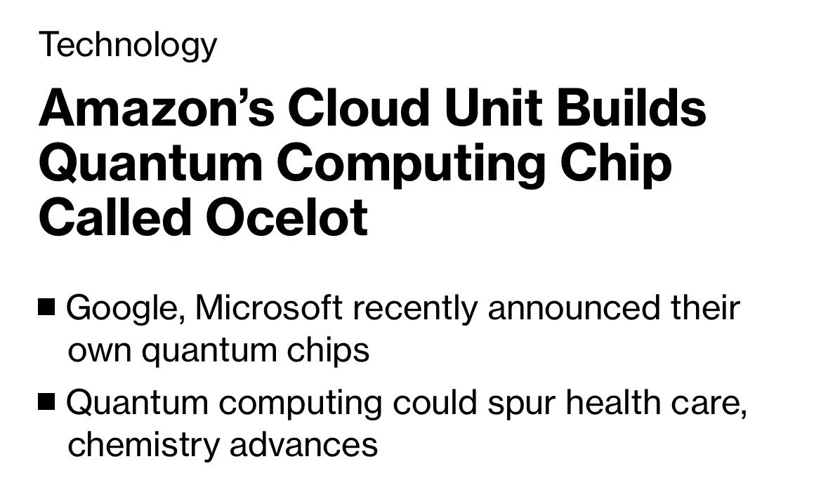 Amazon’un bulut birimi, “Ocelot” adlı bir kuantum işlemci çipi geliştirdi.

•Google ve Microsoft da kısa süre önce kendi kuantum çiplerini duyurdu.
•Kuantum bilişim, sağlık ve kimya alanında büyük ilerlemeler sağlayabilir.