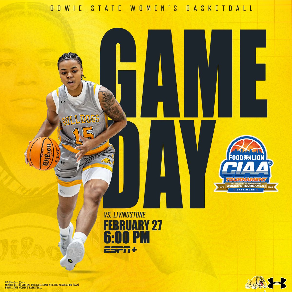 Bowie State Athletics (@bsu_sports_info) on Twitter photo Round 2๏ธโฃ in Baltimore ๐ถ
๐๏ธ Thursday, Feb. 27
๐Baltimore,MD. (CFG Bank Arena)
๐ <a href="/lcbluebears/">Livingstone College Athletics</a>
โ๏ธ 6:00 PM
๐บ ESPN+
#BulldogNation | #BiteDown Round 2๏ธโฃ in Baltimore ๐ถ
๐๏ธ Thursday, Feb. 27
๐Baltimore,MD. (CFG Bank Arena)
๐ <a href="/lcbluebears/">Livingstone College Athletics</a>
โ๏ธ 6:00 PM
๐บ ESPN+
#BulldogNation | #BiteDown