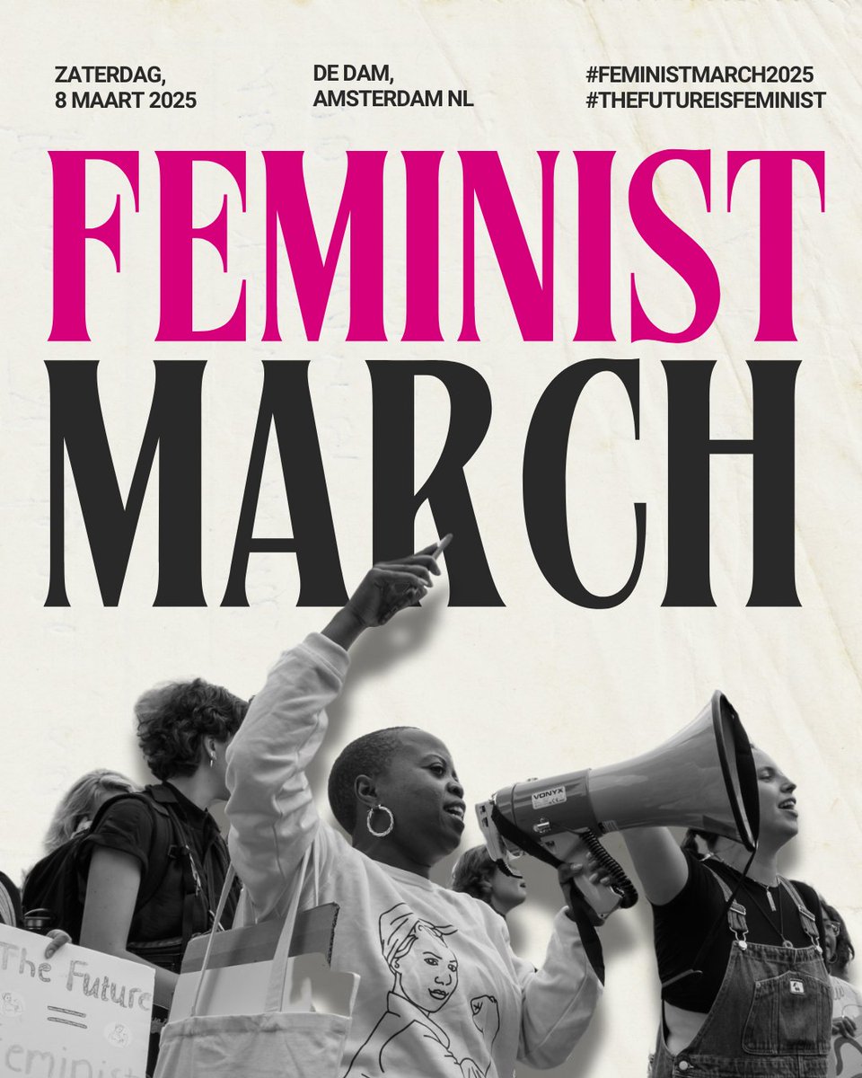 As the backlash against women's rights, SRH rights &amp; LGBTIQ+ rights grows, unbelievably now also in 🇳🇱 #TheNetherlands, join the #FeministMarch2025 on March 8 #IWD2025 to show solidarity, resistance, and hope!  Start at Dam Square, Amsterdam @ 13:00 and march to Museumplein. ✊🏽