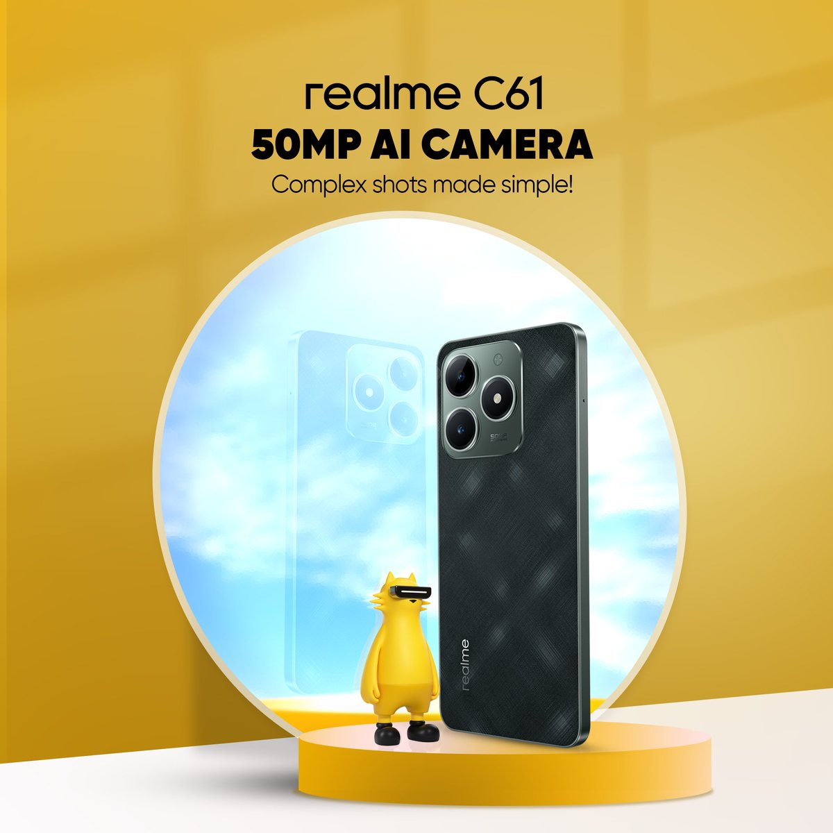 realme_Nigeria's tweet photo. Warning: Your pictures are about to get TOO good.
The realme C61 with 50MP AI Camera brings pro-level clarity, vibrant colours, and next-level detail to every shot.
Are you ready for the glow-up?
#realmeC61 https://t.co/PBd7dQMQSN