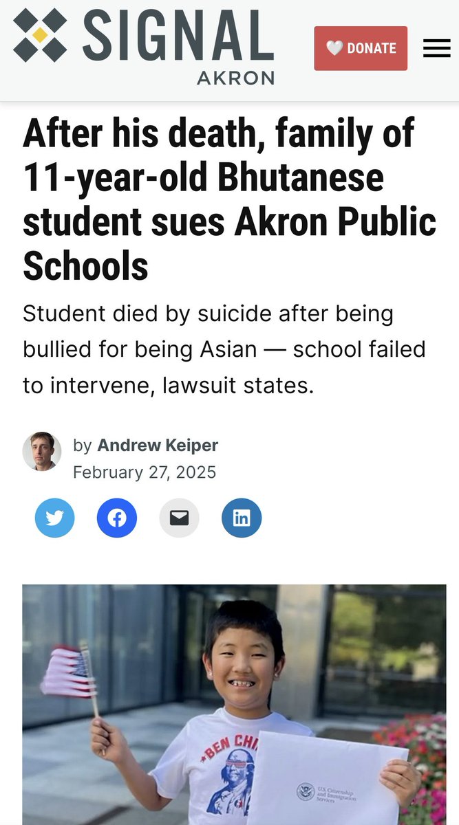 Rest In Peace Abyesh Thulung
Akron Public School student and Bhutanese refugee who took their own life at 11 yrs old over anti Asian bullying.