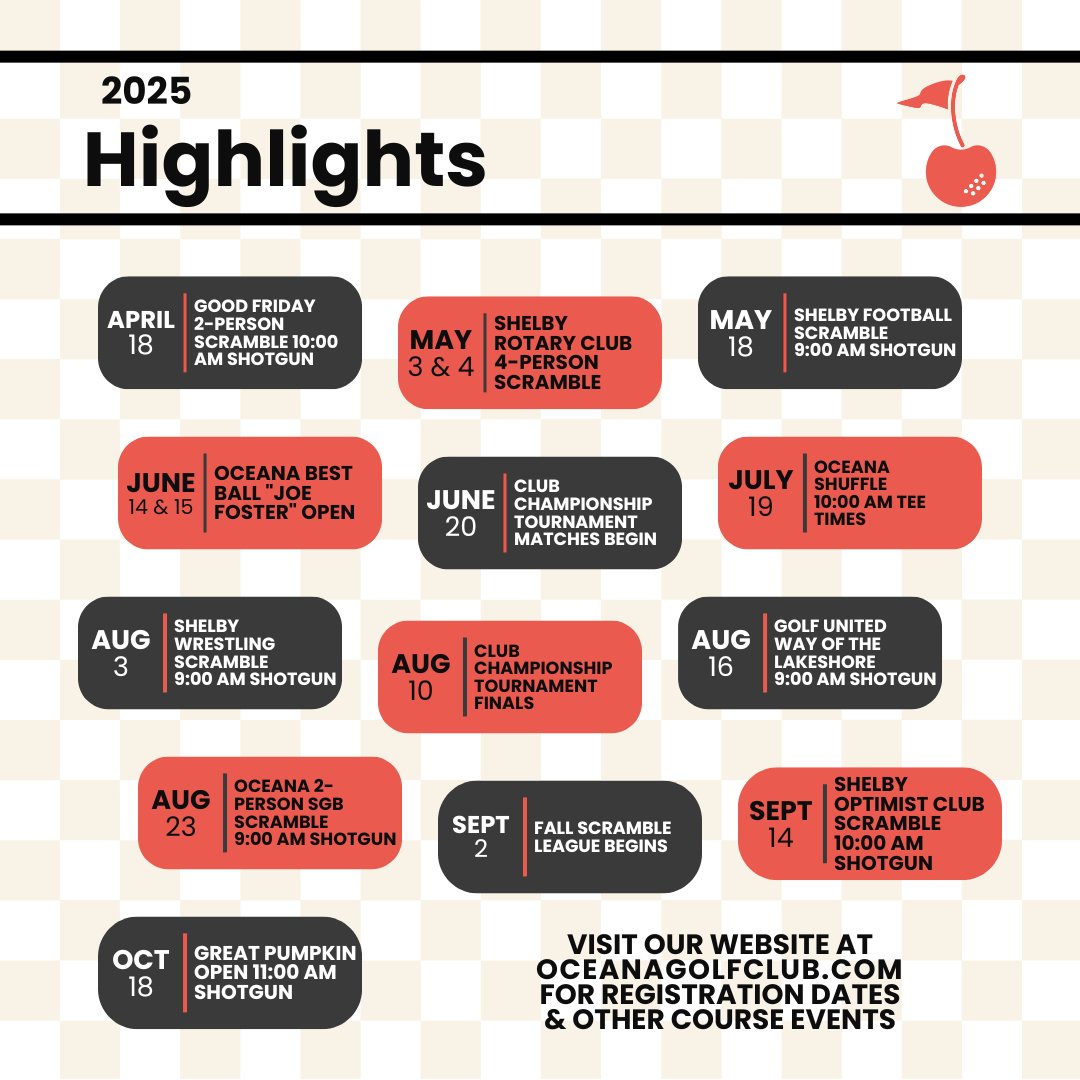 OceanaGolfClub's tweet image. Mark your calendars for an exciting lineup of tournaments, leagues, and special events! 📅 Visit oceanagolfclub.com/events/ for registration dates and more details.

#oceanagolfclub
