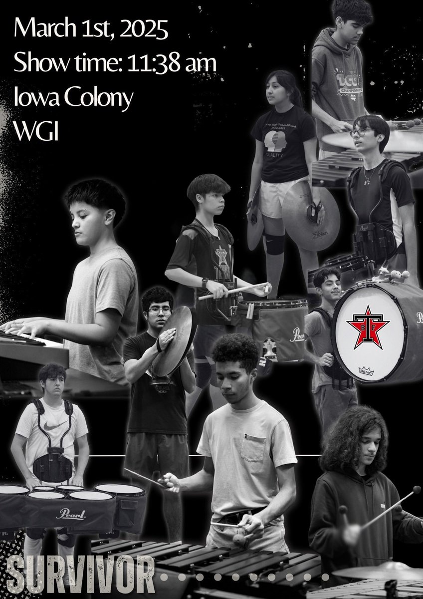 Come out and support the Terry Winter Percussion as they compete this Saturday at the WGI competition in Iowa Colony High School st 11:38 am