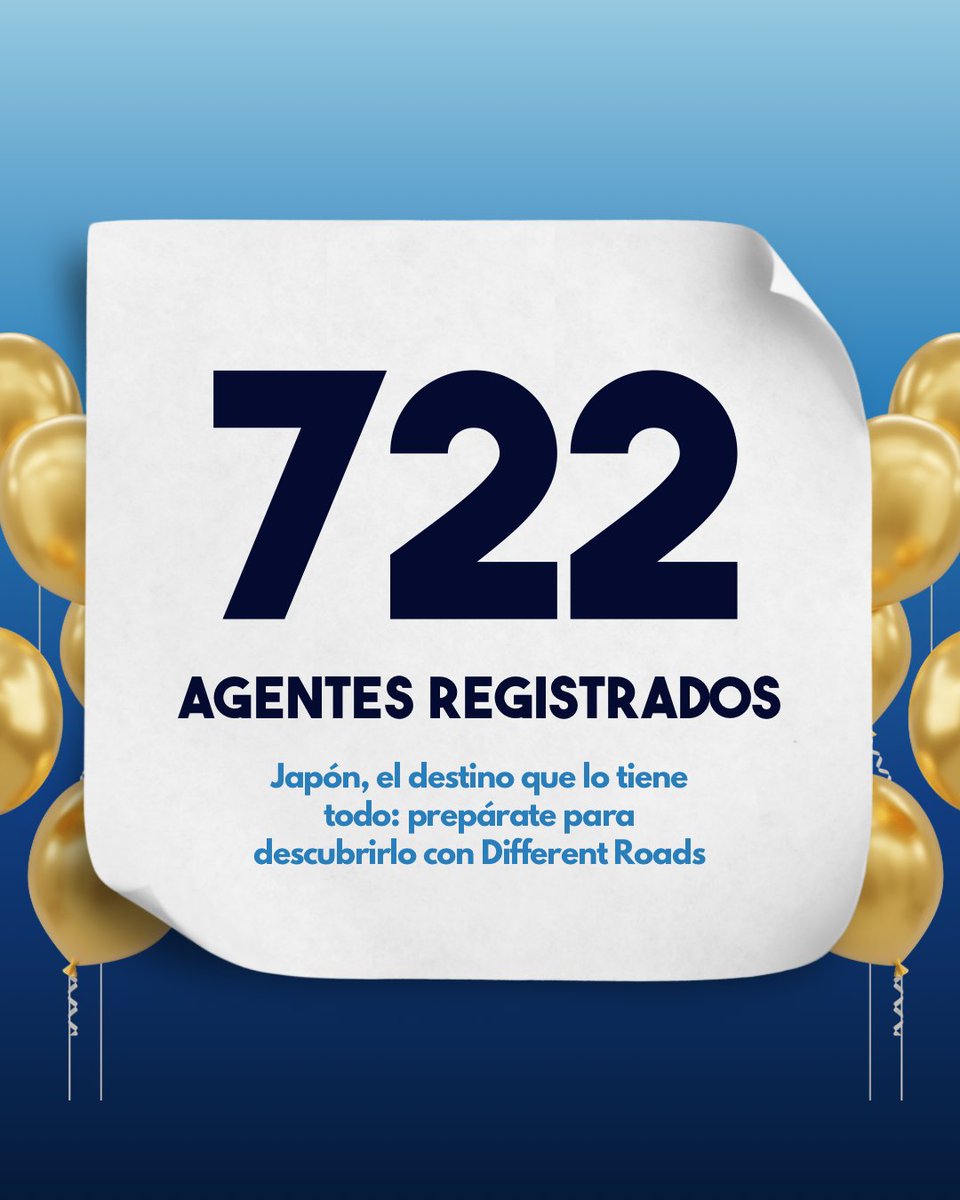 722 Agentes de Viajes registrados en el Webinar: Japón, el destino que lo tiene todo: prepárate para descubrirlo con Different Roads

¡Muchas gracias a todos los Agentes de Viajes participantes!

Aquí podéis informaros acerca de los próximos webinars:
bookingfax.com/webinars