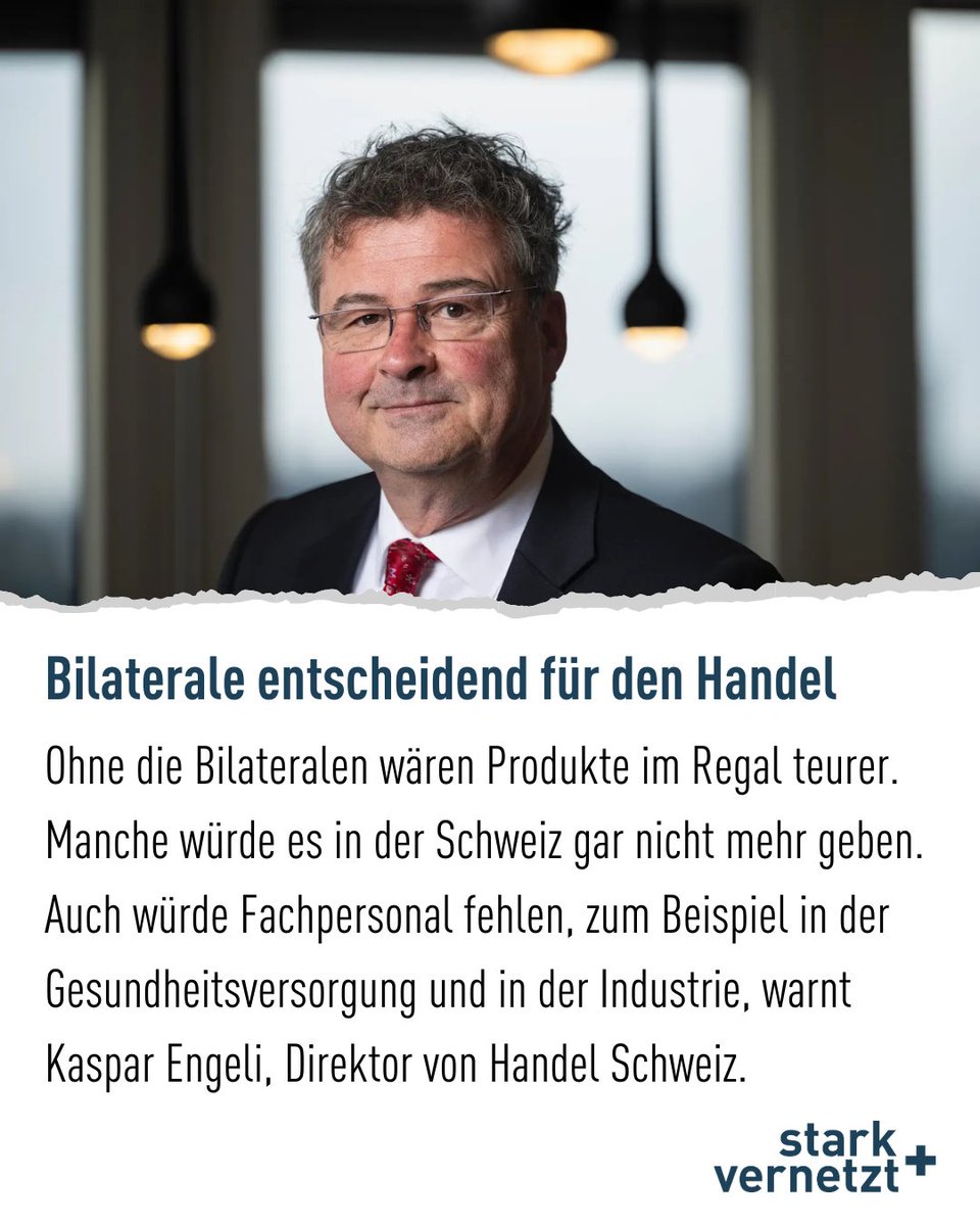 stark+vernetzt (@starkvernetzt) on Twitter photo 💬„Die Produkte im Regal wären teurer. Manche würde es in der Schweiz gar nicht mehr geben, etwa bestimmte Medizinalprodukte. Auch würde Fachpersonal fehlen, zum Beispiel in der Gesundheitsversorgung und in der Industrie.“ – Kaspar Engeli, Direktor von <a href="/HandelSchweiz/">Handel Schweiz</a>, im 💬„Die Produkte im Regal wären teurer. Manche würde es in der Schweiz gar nicht mehr geben, etwa bestimmte Medizinalprodukte. Auch würde Fachpersonal fehlen, zum Beispiel in der Gesundheitsversorgung und in der Industrie.“ – Kaspar Engeli, Direktor von <a href="/HandelSchweiz/">Handel Schweiz</a>, im