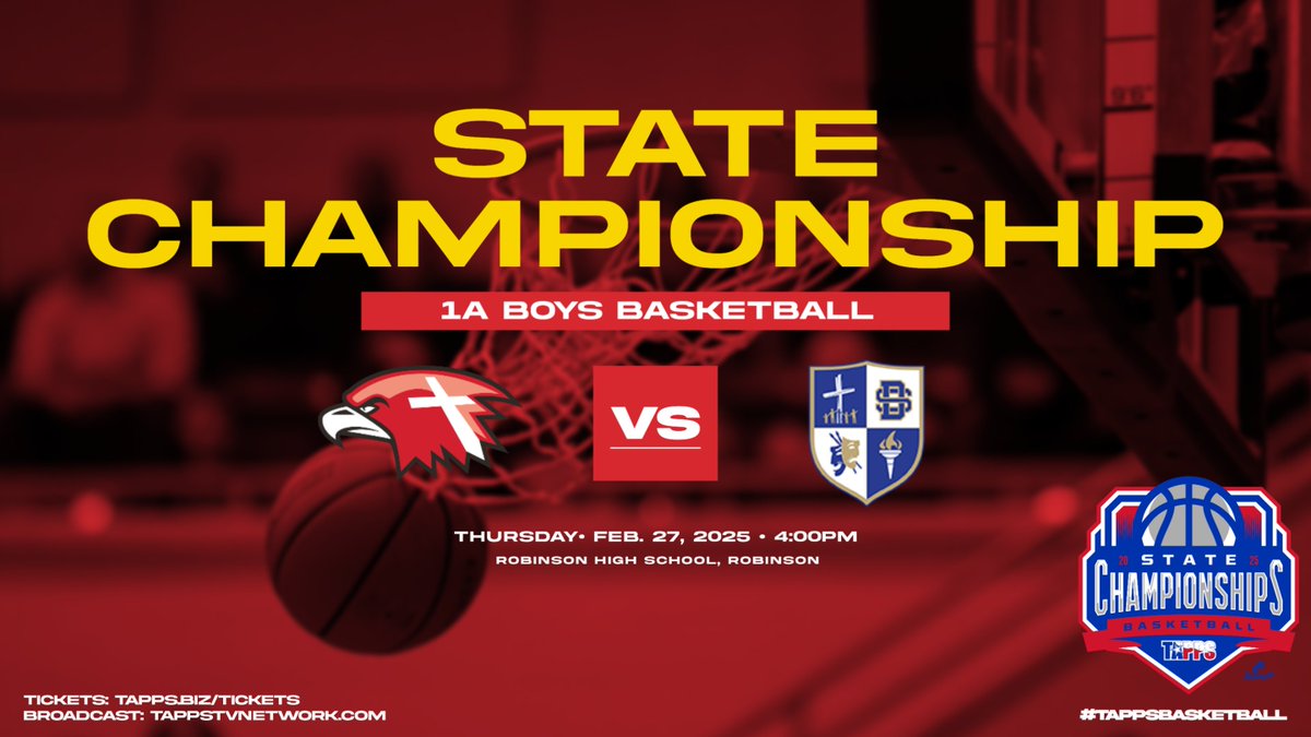 #GAMEDAY Boys 1A #TAPPSbasketball 2025 STATE CHAMPIONSHIP!
📍Robinson High School
🎟 tapps.biz/tickets/
📺 tappstvnetwork.com/TAPPSTV/
🎙tapps.biz/radio/
👉bit.ly/4bj85cz
