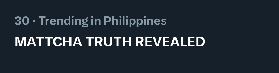 Trending at Thirty spot Nationwide!

MATTCHA TRUTH REVEALED

#HTSARFTruthWillSetYouFree
#DonBelleOnPrimetime
#HowToSpotARedFlag