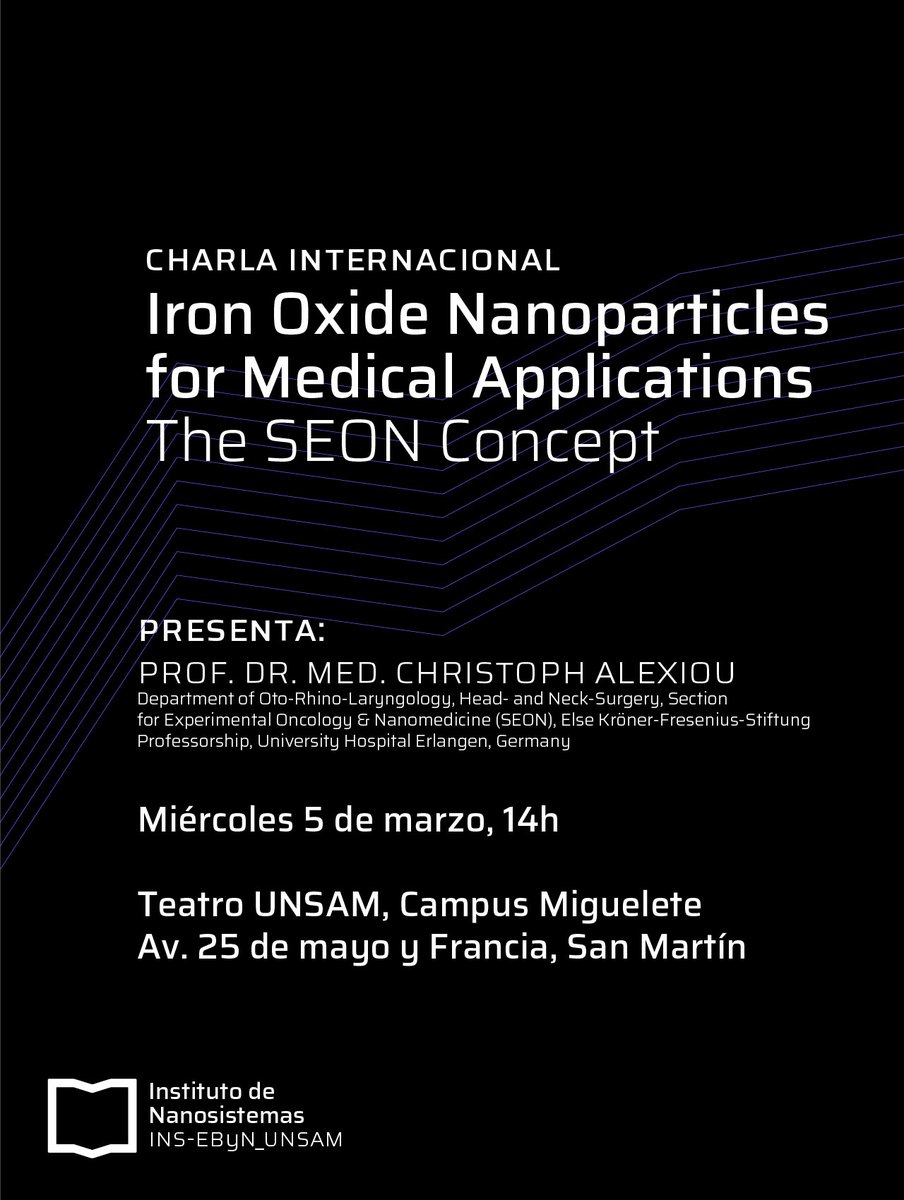 Christoph Alexiou, Profesor y Doctor de la University Hospital Erlangen 🇩🇪 viene a contarnos sobre las aplicaciones de nanopartículas de óxido de hierro en diagnóstico y terapia, y ofrece soluciones en drug delivery en oncología, medicina regenerativa, cardiovascular, etc.
Info⬇️