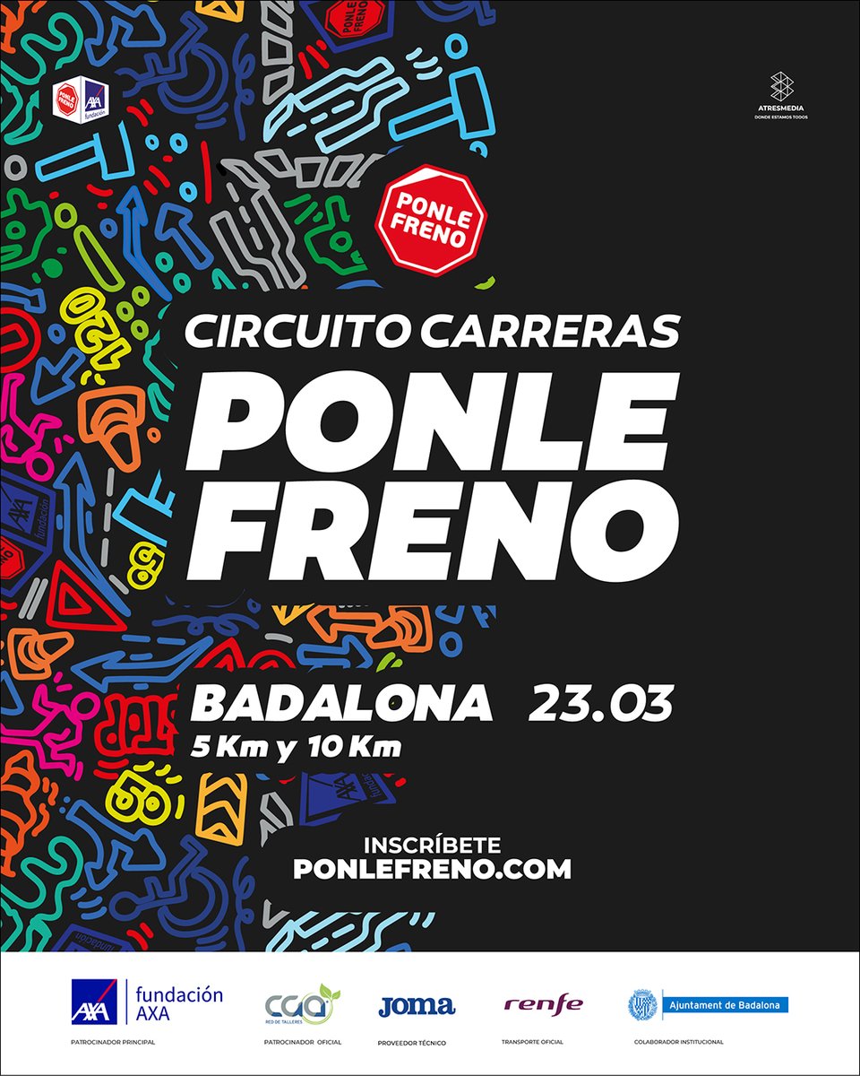 La gran festa del running solidari arriba a Badalona! 🏃 Uneix-te al Circuit de Curses Ponle Freno 2025 i corre per una bona causa.

📅 Data: 23 de març de 2025

🔗 Inscriu-te ara i forma part del moviment 
compromiso.atresmedia.com/ponlefreno/car…

#badalona
#esportsbdn
#ponlefreno