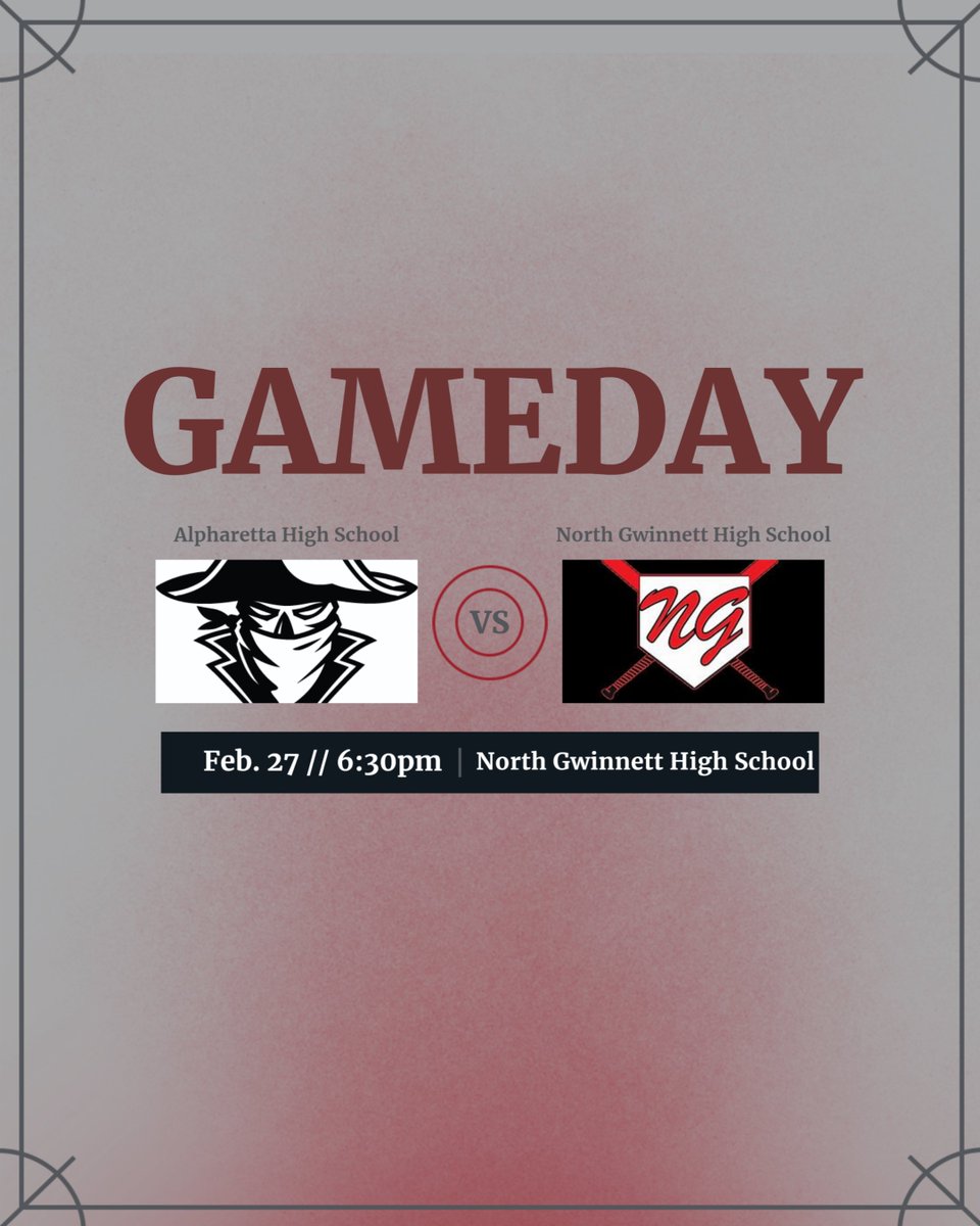 AHS Varsity Baseball is headed to #8 North Gwinnett on Thursday 2/27, first pitch is 6:30pm!