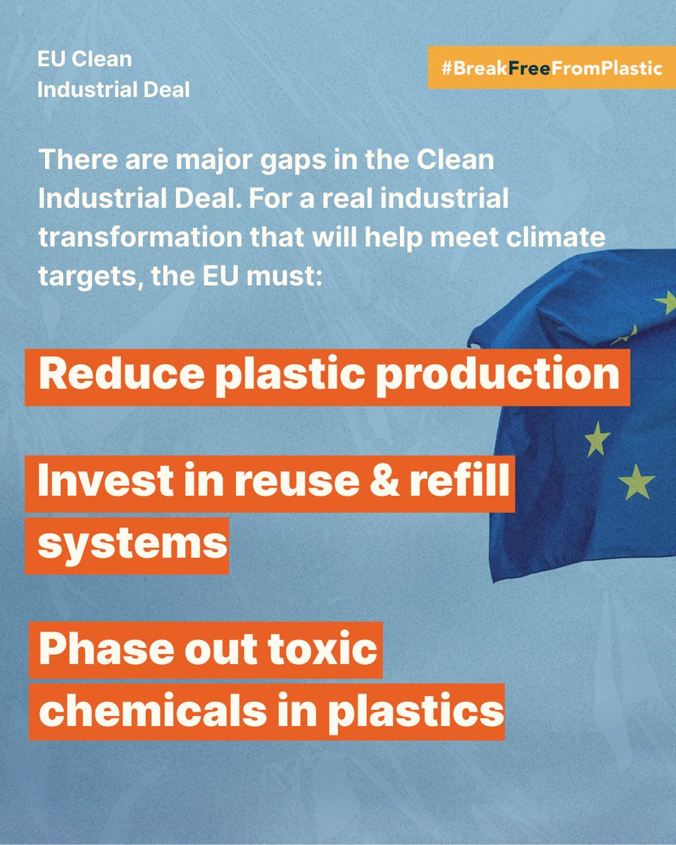 Yesterday the EU launched its new Clean Industrial Deal. It was supposed to take a bold step toward a climate-neutral Europe. But how "clean" can it really be if it ignores one of Europe’s biggest polluters: plastic production?

#BreakFreeFromPlastic #CleanIndustrialDeal