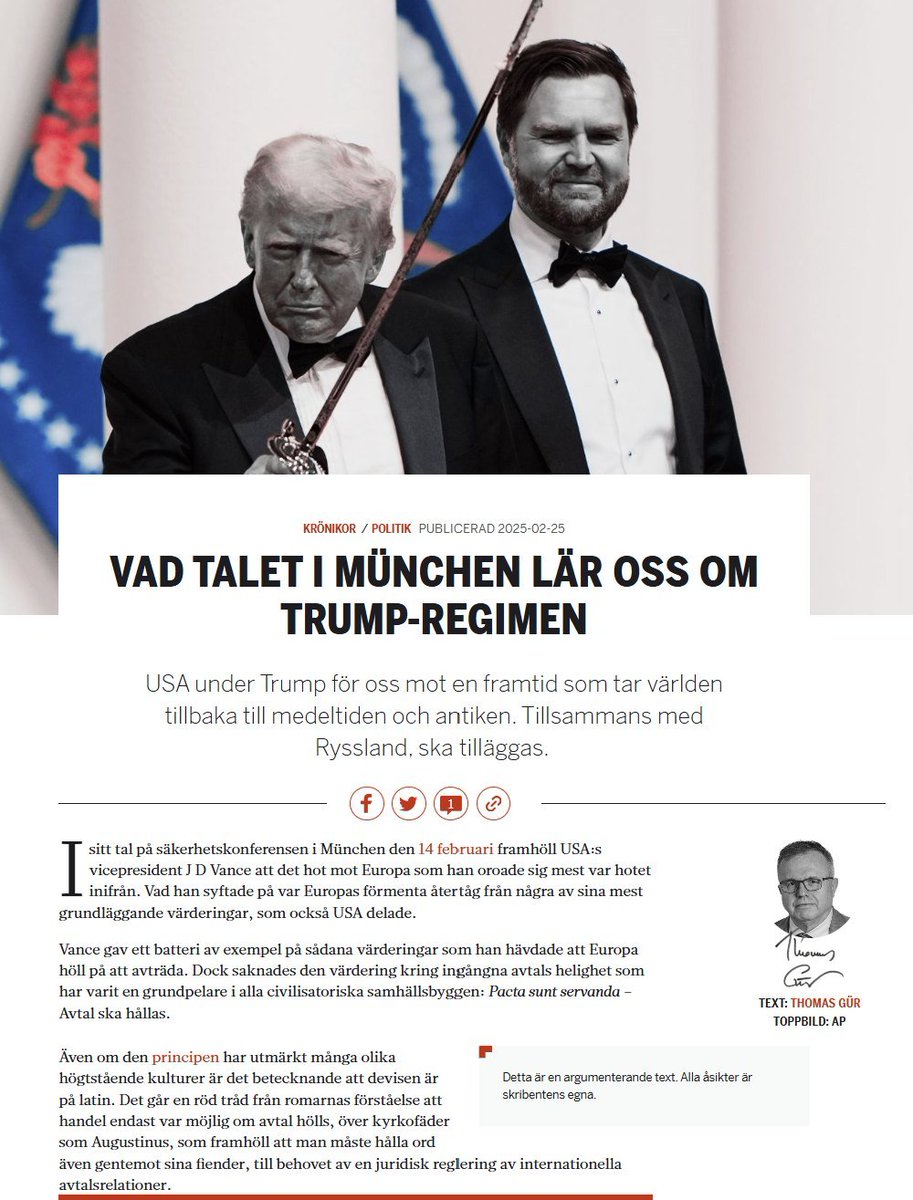 GurThomas's tweet image. Vad Vance inte exemplifierade med i München:
fokus.se/kronika/vad-ta…
----
""Det var sannolikt ingen slump att Vance inte exemplifierade Europas påstådda övergivande av sina och USA:s grundläggande värderingar med principen att avtal ska hållas. Några dagar före Vances tal, 10…