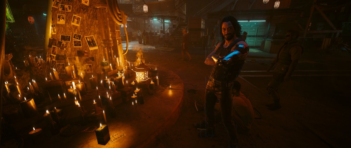 IsabelleV2008's tweet image. Lighting a candle for Johnny. Thanks to sfasvafvadevrtar on Nexus for this cool mod.#Cyberpunk2077  #VirtualPhotography