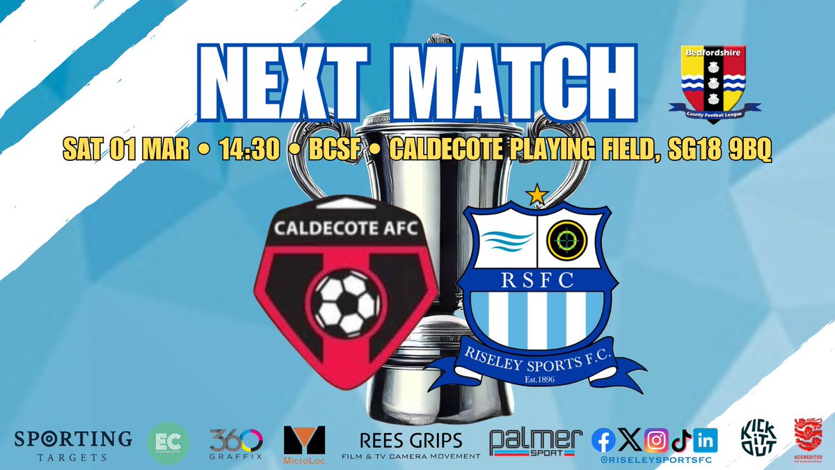 👥 Bring a friend 👨‍👩‍👧 Bring your family 🔥 Bring your passion 🔊 Bring the noise!

🗓️ 01/03/25
⏱️ 14:30
🆚 <a href="/CaldecoteAfc/">Caldecote AFC</a> 
🏆 Britannia Cup Semi-Final
🏟️ Caldecote Playing Field, SG18 9BQ
🎙️ Live Match Updates On X

Support local football and get behind the 
team as they fight for