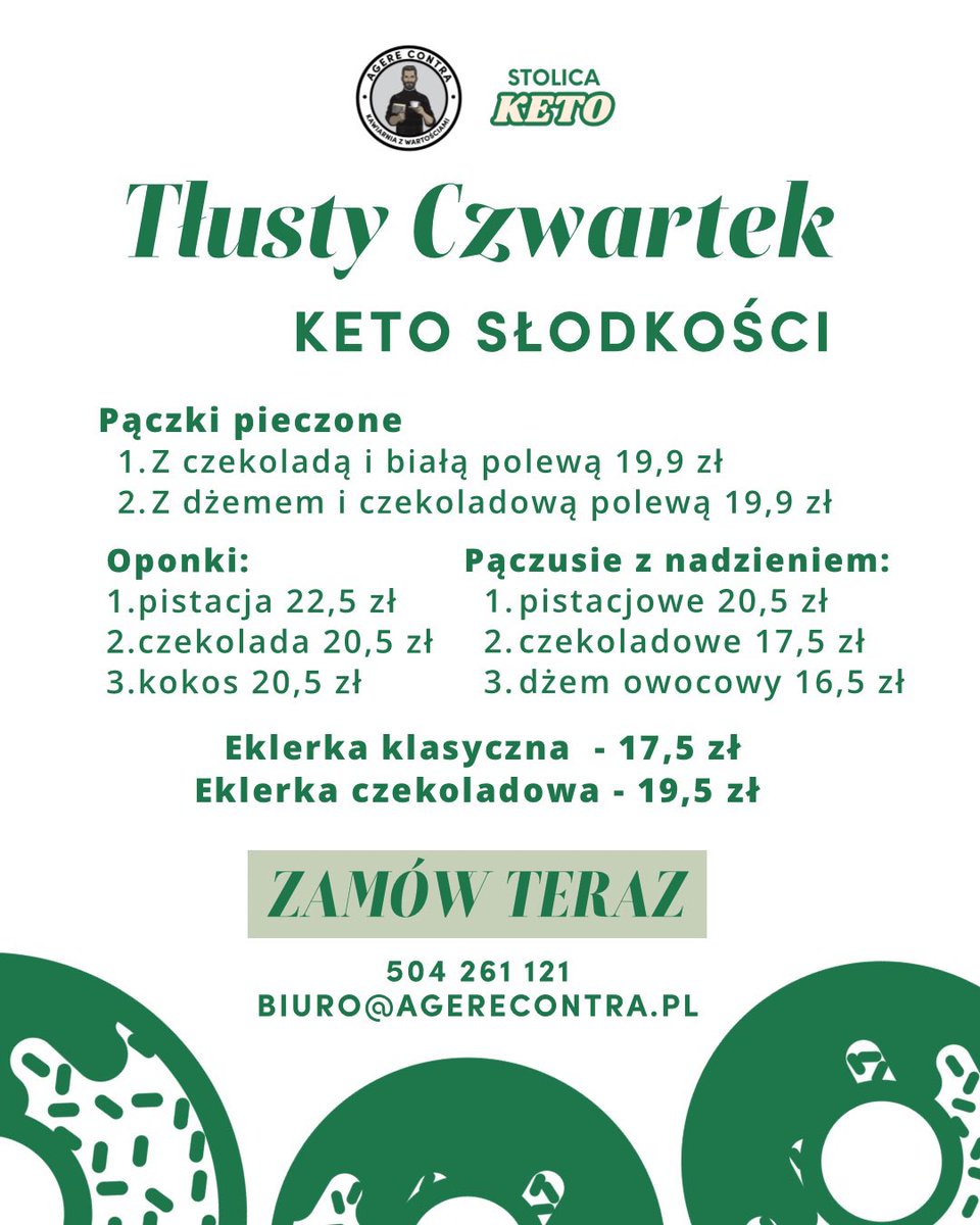 🛑UWAGA🛑Kto nie zje pączka, ten ma pecha przez cały rok (nie my wymyśliliśmy tę zasadę, ale chętnie jej przestrzegamy). Paczki tradycyjne i w wersji ketogenicznej #bezcukru #TłustyCzwartek Agere Contra ul. Chłodna 2/18 Warszawa