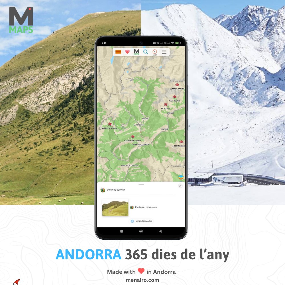 Menairomaps's tweet image. Andorra all year round. Rediscover with Menairó Maps everything the country of the Pyrenees has to offer. Winter, spring, summer, or fall, you’ll never run out of things to do.

#andorra #thisisandorra #aventura #historia #cultura #guiavirtual #guia #natura #ski #snow #powder