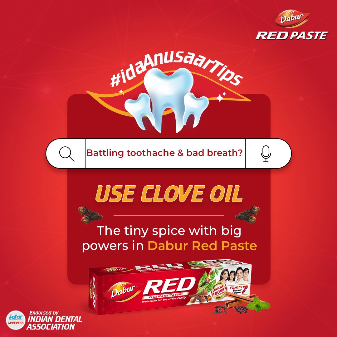 Ever noticed how the smallest heroes pack the biggest punch?
From protecting your spice box to guarding your teeth, some traditions are worth keeping!
#DaburRedPaste #Dabur #DaburRedPaste #oralcare #DentalCare #dentalhygiene #oralhygiene #dentalhealth #CloveOil #Ayurvedic