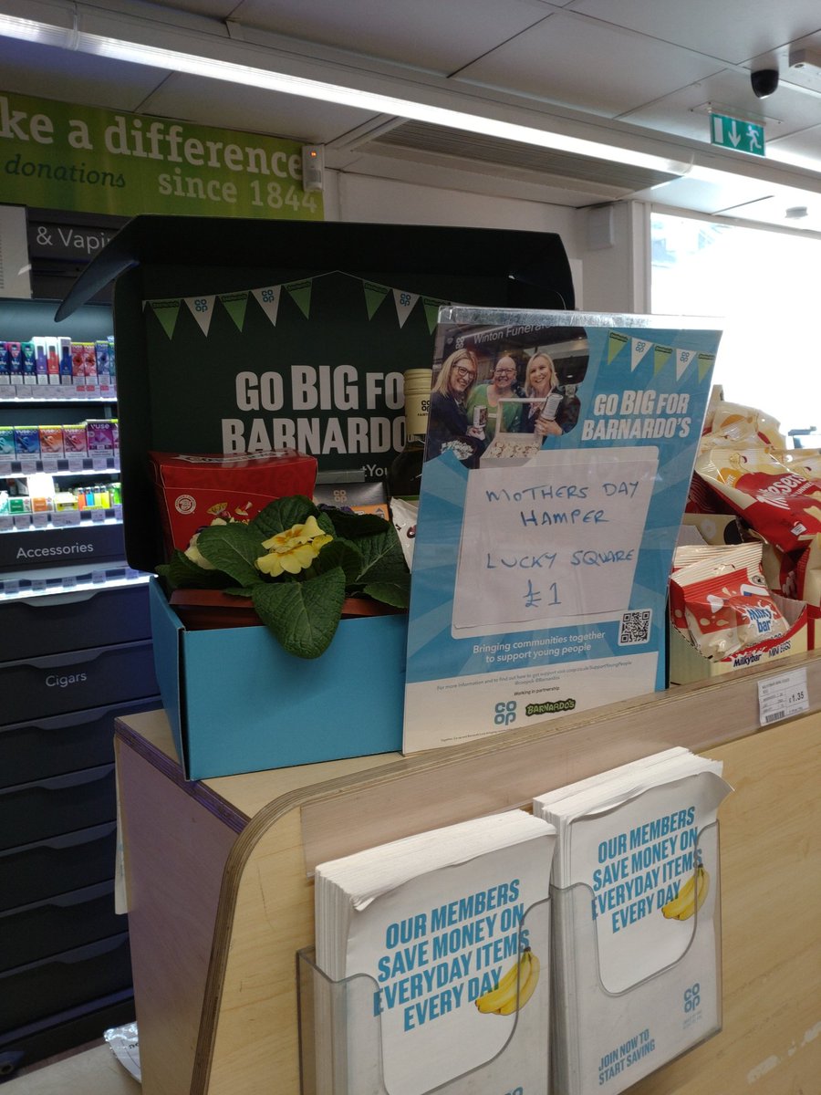 Taylor17John's tweet photo. Treat your mum, you know she's worth it ❤️

Win a hamper for her, just £1 for a lucky square at Co Op Dufftown now 

Prize will be drawn on Thursday 27th March to allow time to collect before the big day on Sunday 30th

All proceeds to Barnardos https://t.co/9AqVeph8JI