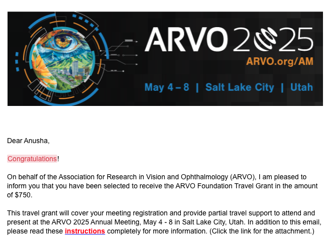 LabPadhu's tweet image. Time for some celebrations. Yesterday we celebrated Anusha&apos;s @AnushaShvshnkr birthday in the lab. Anusha also received the news about the ARVO travel award to travel to Utah for the 2025 Annual Meeting. Thanks @ARVOinfo.