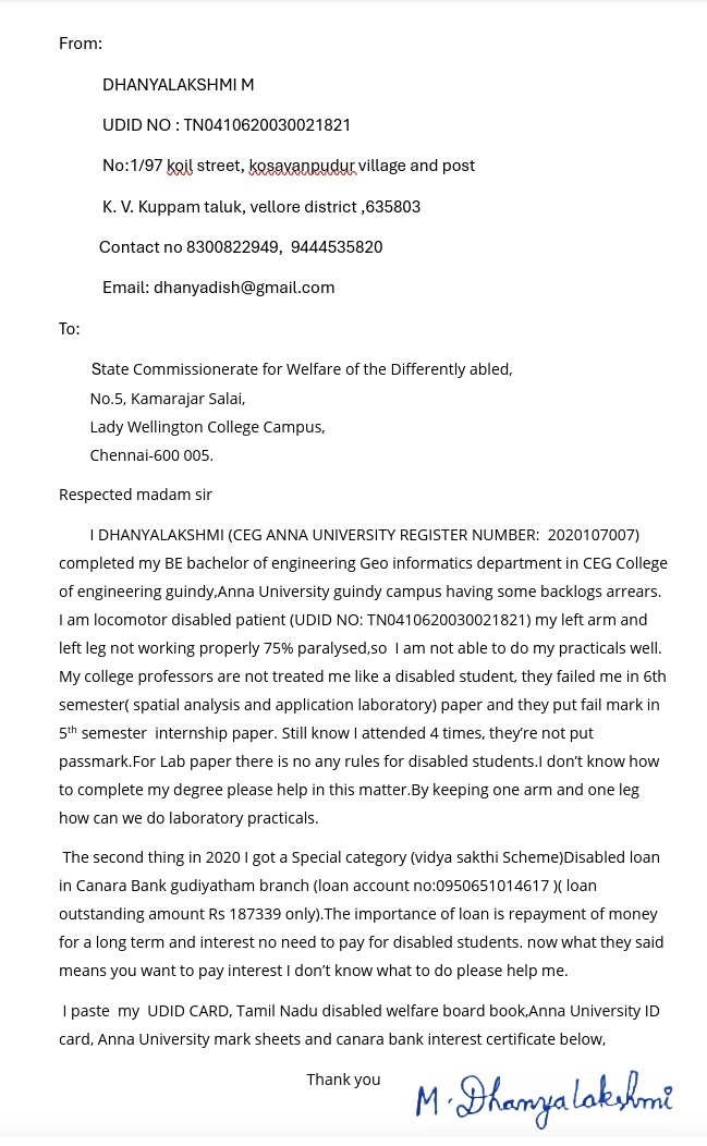 yaadeesh's tweet photo. @Tn_Diff_abled

 DHANYALAKSHMI M 
 UDID NO : TN0410620030021821
 
No:1/97 koil street, kosavanpudur village     and post,K. V. Kuppam taluk, vellore district ,635803
Contact no 8300822949,  9444535820
Email: dhanyadish@gmail.com

Please help me madam sir. https://t.co/4ecC0cOWVj