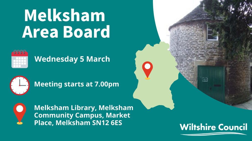 Melksham Area Board Meeting on Wednesday 5th March at 7pm!

Join residents, councillors and community partners. Discuss and hear updates as well as hearing about local priorities &amp; grant funding. 

Further details 👉 orlo.uk/Melksham_Area_…