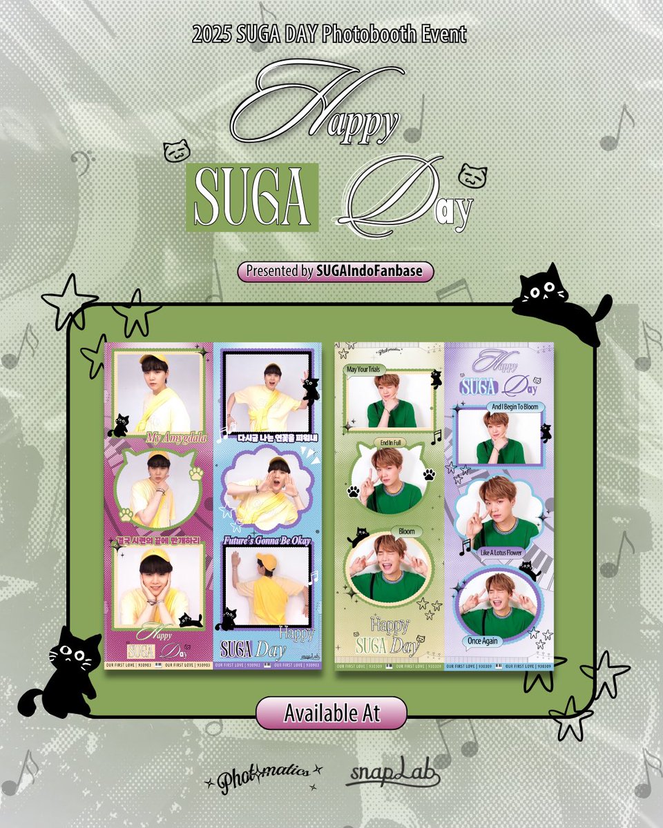 SUGAIndoFanbase's tweet image. 𝑶𝒖𝒓 𝑭𝒊𝒓𝒔𝒕 𝑳𝒐𝒗𝒆
SUGA DAY 2025

The countdown begins! Are you excited to celebrate SUGA DAY?

🗓 1 - 14 Maret 2025
📍30 Cities in Indonesia (Details on poster)

Yuk rayakan Ulang Tahun SUGA &amp;amp; capture moment terbaik dengan Frame Spesial ini!
#SUGADAY2025 #OurFirstLove