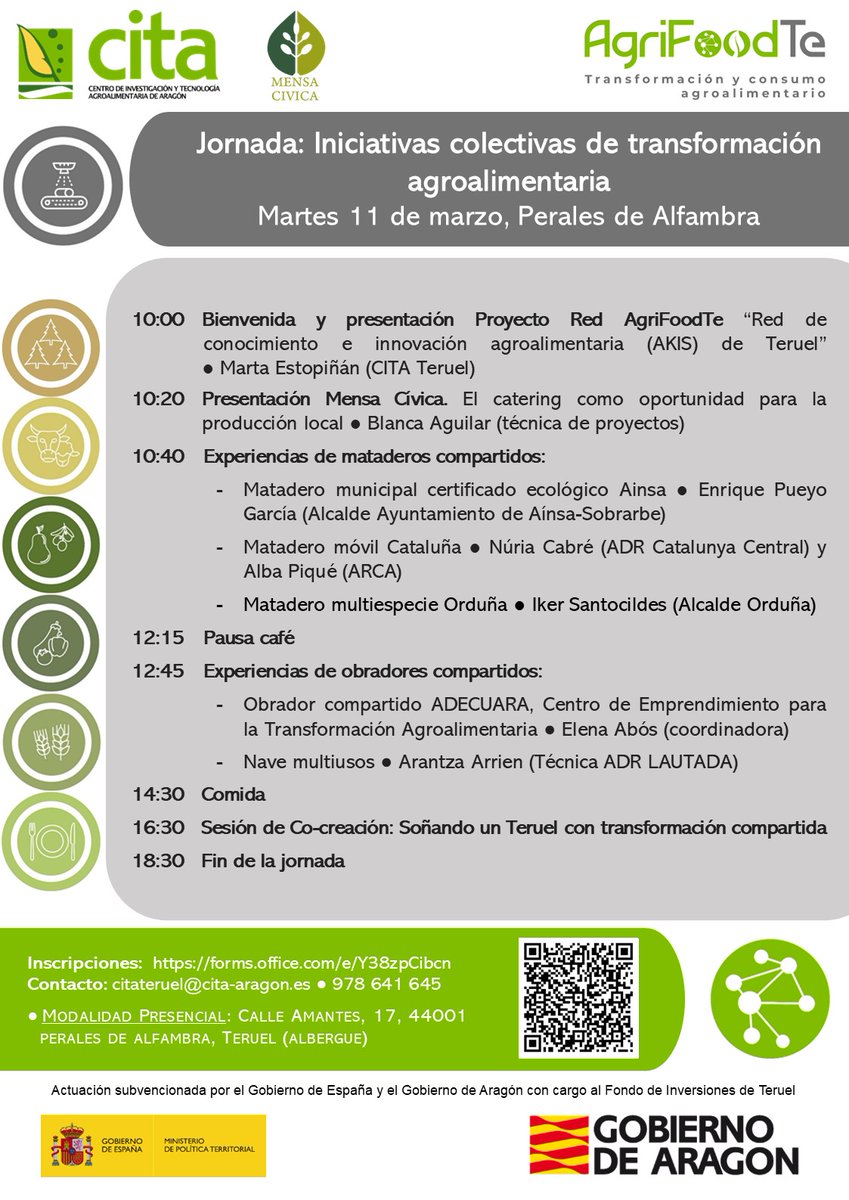 📢¡Nueva jornada de la Red Agrifoodte! 

Ven a Perales de Alfambra para conocer buenas prácticas en torno a transformación alimentaria y mataderos locales de uso compartido. Por la tarde se trabajara para encontrar una respuesta colectiva.

Inscríbete ➡️ forms.office.com/e/Y38zpCibcn