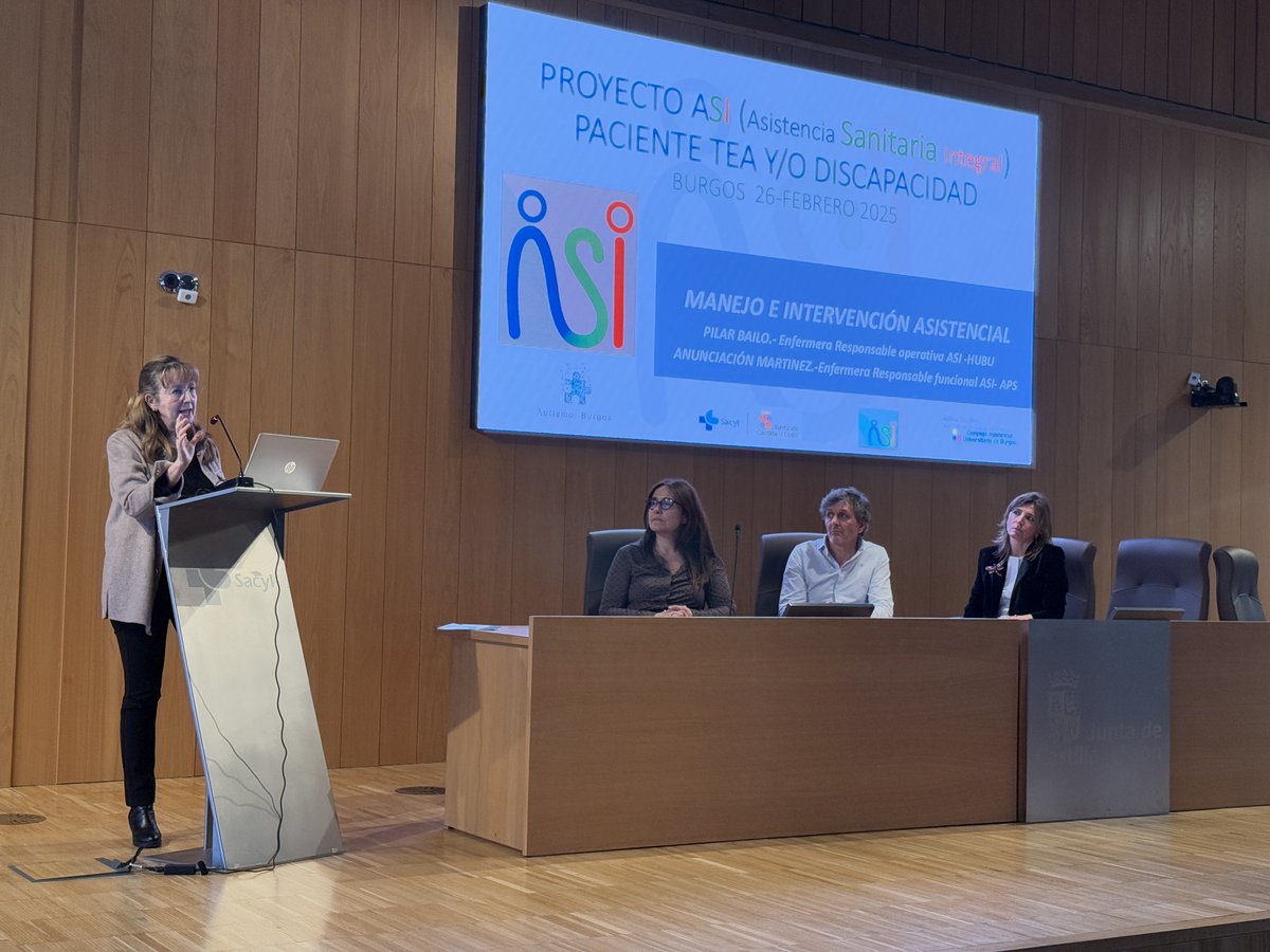 CryptoDomAlts's tweet image. 🔵Ayer tuvo lugar en el Salón de Actos del HUBU una charla informativa dirigida a familias y profesionales de #AutismoBurgos sobre el programa #ASI.

👉🏼Intervinieron Pilar Bailo (HUBU), Anunciación Martínez (APS), Javier Arnaiz (AB) y Virginia Mansilla (AB).