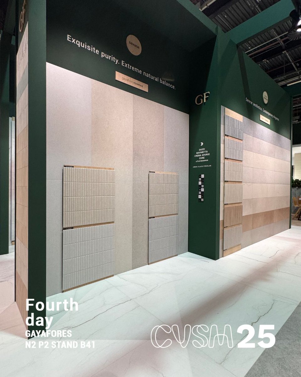 GAYAFORES's tweet photo. 🔸 Cuarto día en @Cevisama 2025 | Cevisama sigue y cada jornada nos deja grandes encuentros, inspiración y mucho diseño cerámico. ✨ Si aún no has pasado por nuestro stand, todavía estás a tiempo 📌 N2-P2 | Stand B41
#Cevisama2025 #Gayafores #fair #Valencia #New #Tile https://t.co/VWhFGMauV6