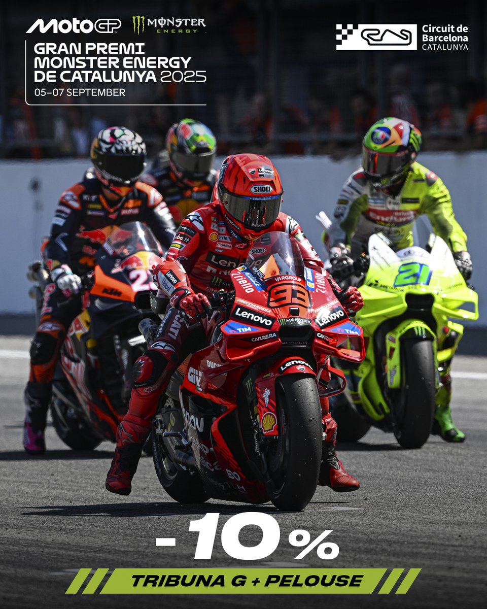🚥 Arranca #MotoGP, empieza el espectáculo!
✊ Y lo celebramos con un descuento del 10% para el #CatalanGP!

🏟️ Tribuna G + Pelouse
☺️ No te quedes atrás!!

🎟️ tickets.oneboxtds.com/circuitcat/eve…
 ⌛ Hasta el 6 de marzo!