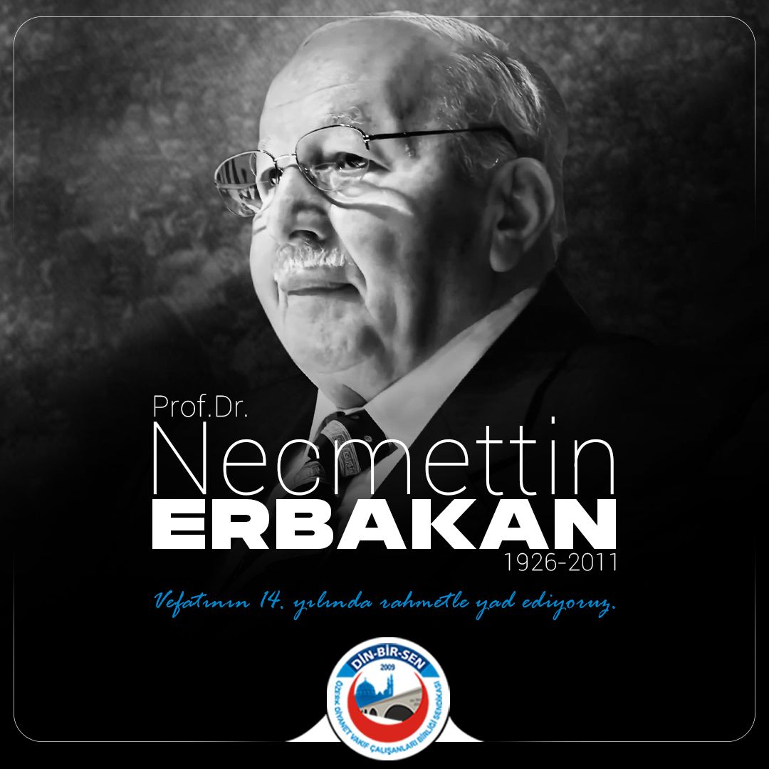 Türk siyasi hayatının mümtaz isimlerinden, büyük dava adamı ve gönül insanı, 54. Hükümetimizin Başbakanı Prof. Dr. Necmettin Erbakan Hocamızı vefatının 14. yılında rahmet ve hürmetle yad ediyoruz.