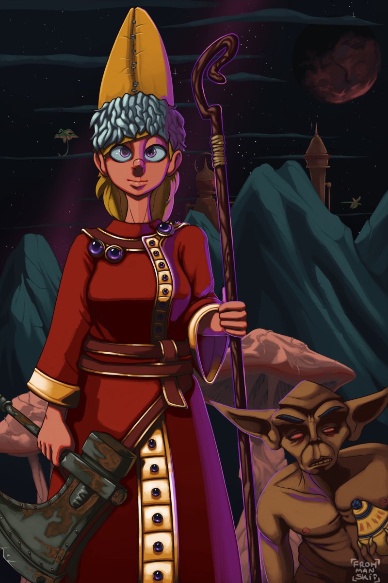 Frohmanski's tweet photo. Got back into Morrowind last year around July, a side effect of course is the need to  produce a themed doodle.

Naturally I always make sure my character looks very competent and qualified to be the Nerevarine of prophecy.

What do you guys aim for in a character?

#digitalart https://t.co/5jBfV5DNGx