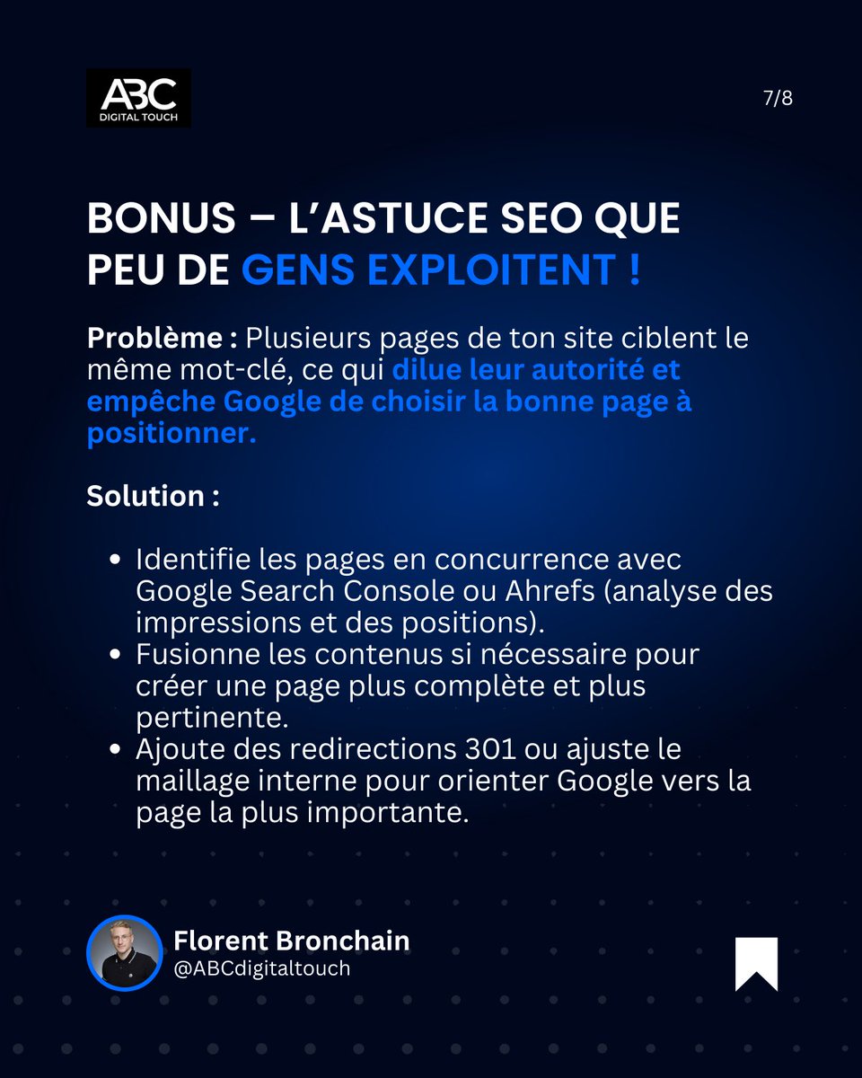 ABCDigitalTouc1's tweet photo. 👉 Le problème ne vient pas de ton marché, mais de ta stratégie SEO.

💀 5 erreurs fatales plombent ton visibilité et t’empêchent d’être en première page.
Le pire ? 95% des sites les font ! https://t.co/VxTNXMKJIt