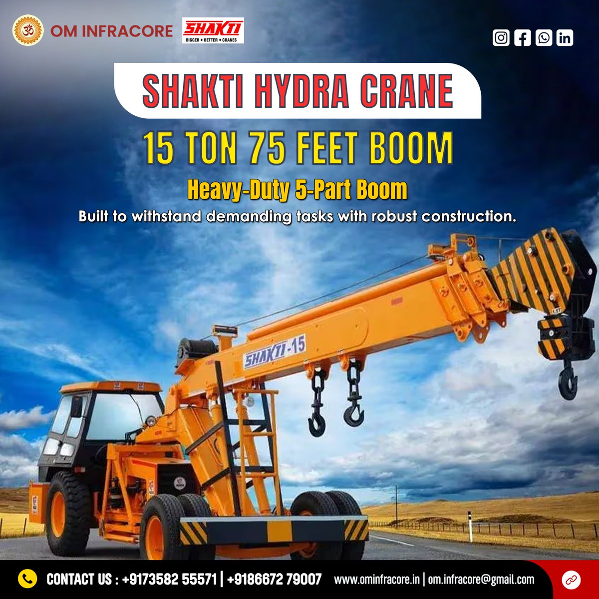 AadhiraKay96's tweet photo. 🏗 SHAKTHI-15 75 FEET Hydra Crane! 💪
📞 New Machine Bookings:
📲Call:73582 55571 | 8667279007
🌐web: https://t.co/moFwmi6Xec
📧 Mail: om.infracore@gmail.com
🔖#UttamShakti15 #HydraCrane #CraneLife #HeavyLifting #ConstructionCrane #HydraCrane65Feet
#CraneMachinery #Construction https://t.co/RGSJmll4xL
