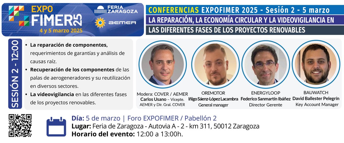EXPOFIMER 2025 (@expofimer) on Twitter photo Día 5 - Conferencias expofimer 2025 - sesión 2
La reparación, la economía circular y la videovigilancia en las diferentes fases de los proyectos renovables
#OyMRenovables
<a href="/expofimer/">EXPOFIMER 2025</a>
#EXPOFIMER #mantenimientorenovables #renovables Día 5 - Conferencias expofimer 2025 - sesión 2
La reparación, la economía circular y la videovigilancia en las diferentes fases de los proyectos renovables
#OyMRenovables
<a href="/expofimer/">EXPOFIMER 2025</a>
#EXPOFIMER #mantenimientorenovables #renovables