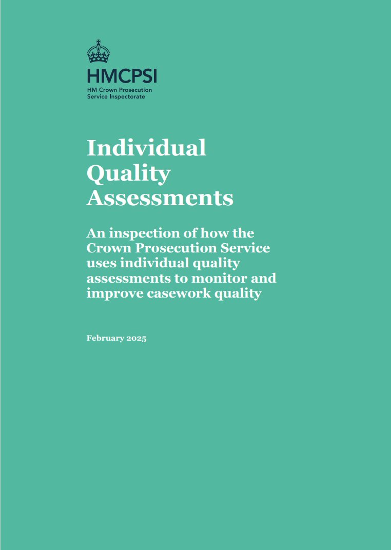 hmcpsi's tweet image. Today we have published a report into @CPSUK’s self-assessment process of its casework. We are urging CPS to consider, develop and implement a new approach to how they assess casework quality.
hmcpsi.justiceinspectorates.gov.uk/report/individ…