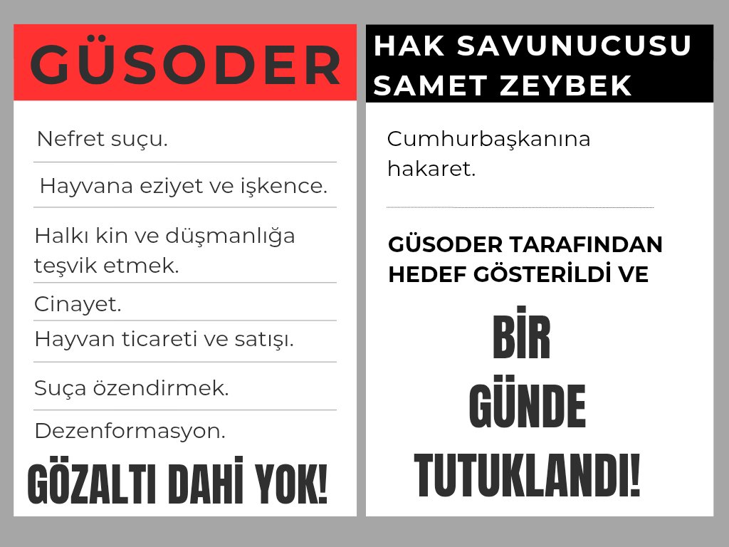 İzmir Yaşam Hakkı Savunucuları'ndan Samet ZEYBEK, Güsoder'in hedef göstermesi sonucu bir günde gözaltına alınıp tutuklandı. Bu tutuklamanın bir gözdağı olduğunun farkındayız. İzmir'de her ilçede, her mahalledeyiz. Köpeklerle bir arada yaşama kültürümüzü YENEMEYECEKSİNİZ!