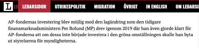Borde Per Bolund (MP) ställas inför rätta?
Det blir allt mera uppenbart att han och hans rödgröna medlöpare (främst inom S, MP, C och V) är primärt ansvariga för att tiotals miljarder av våra pensionspengar har förskingrats på Northvolt och diverse andra gröna bubblor.

Läs