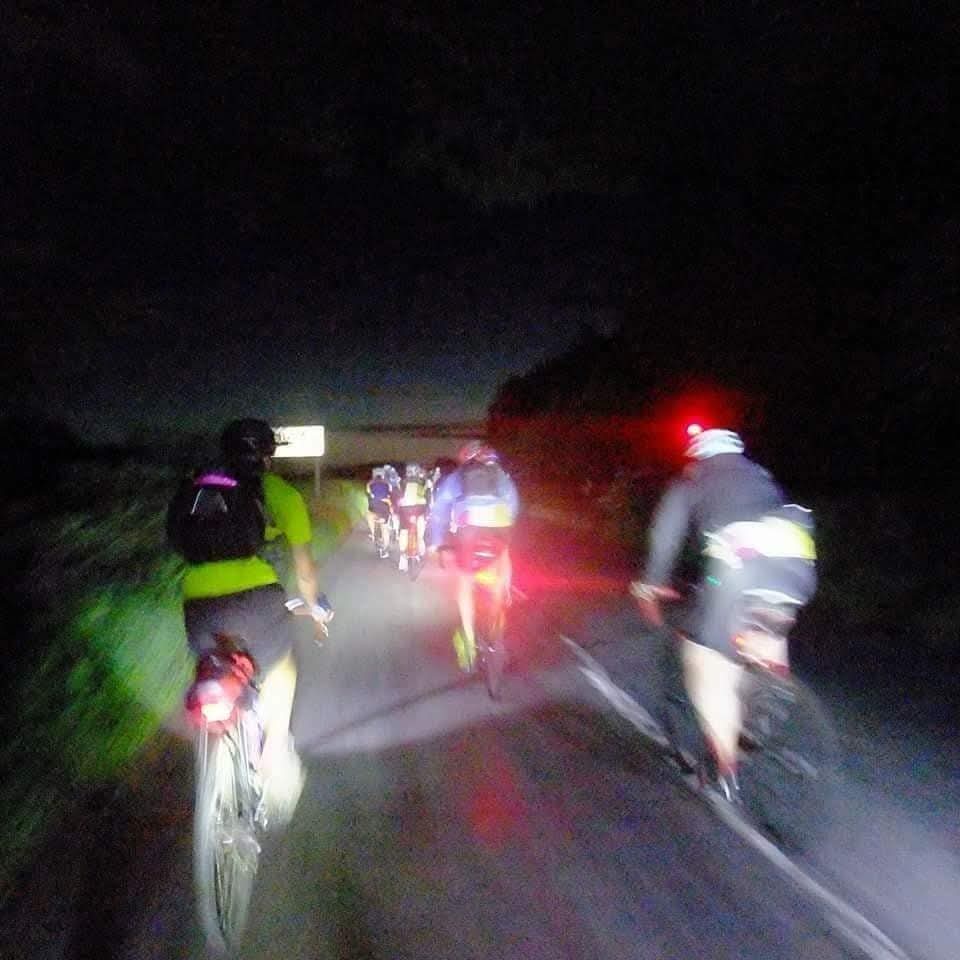 #tbt 2019. The hard bit. 
1-2am...the buzz from the Crook Inn has receded, you're tired, the undulating and bobbly roads until you hit Edinburgh, but riding as a gang and a little bit of light in the sky ahead - this pic captures it perfectly.  
ridetothesun.co.uk/register