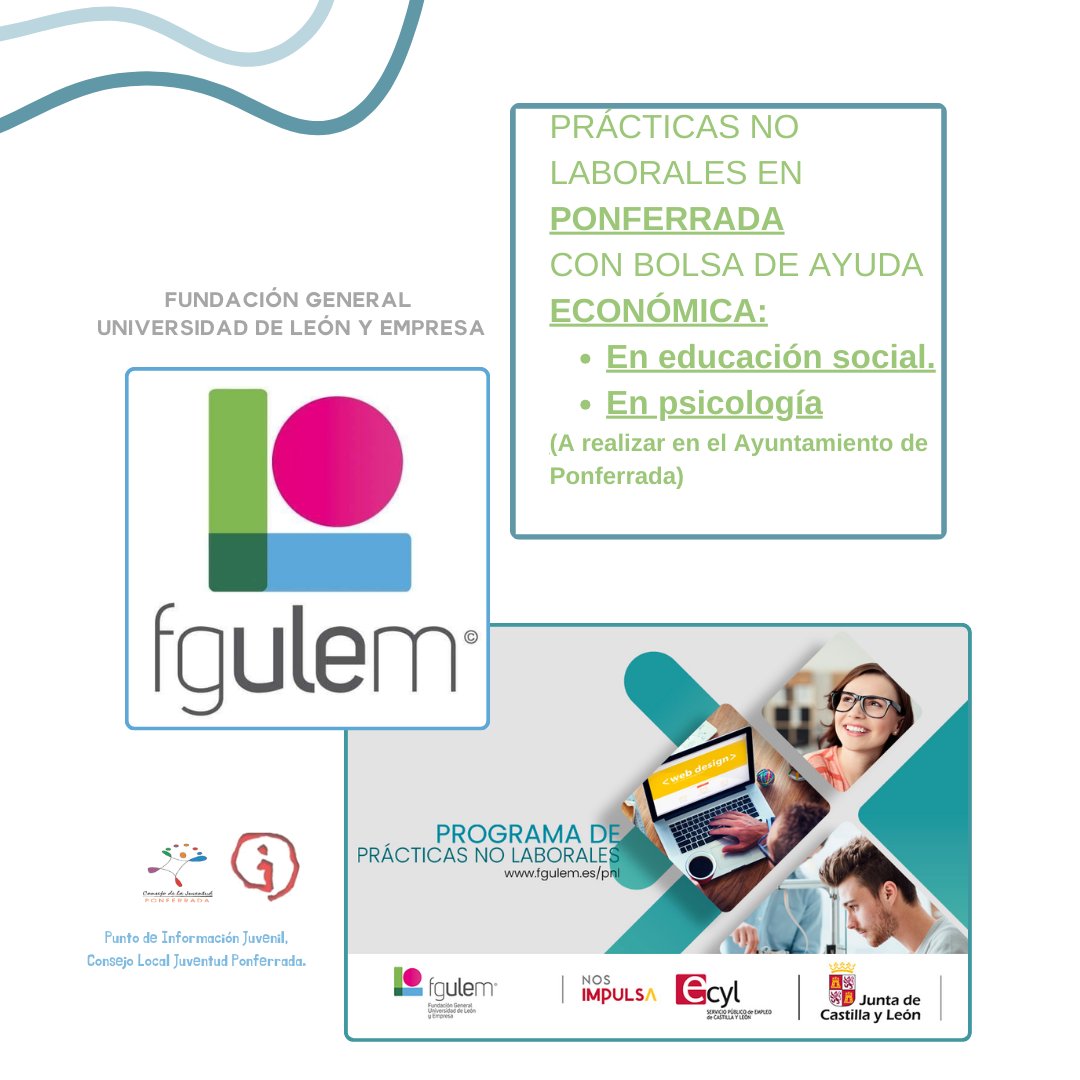 📢 Con bolsa de ayuda económica💰: 
+INFO para las del Grado en Educación Social:
fgulem.unileon.es/destacado.aspx…
+INFO para las del Grado en Psicología:
fgulem.unileon.es/destacado.aspx…

@fgulem <a href="/AytoPonferrada/">Ayto. de Ponferrada</a> 
#cjponferrada   #juventud