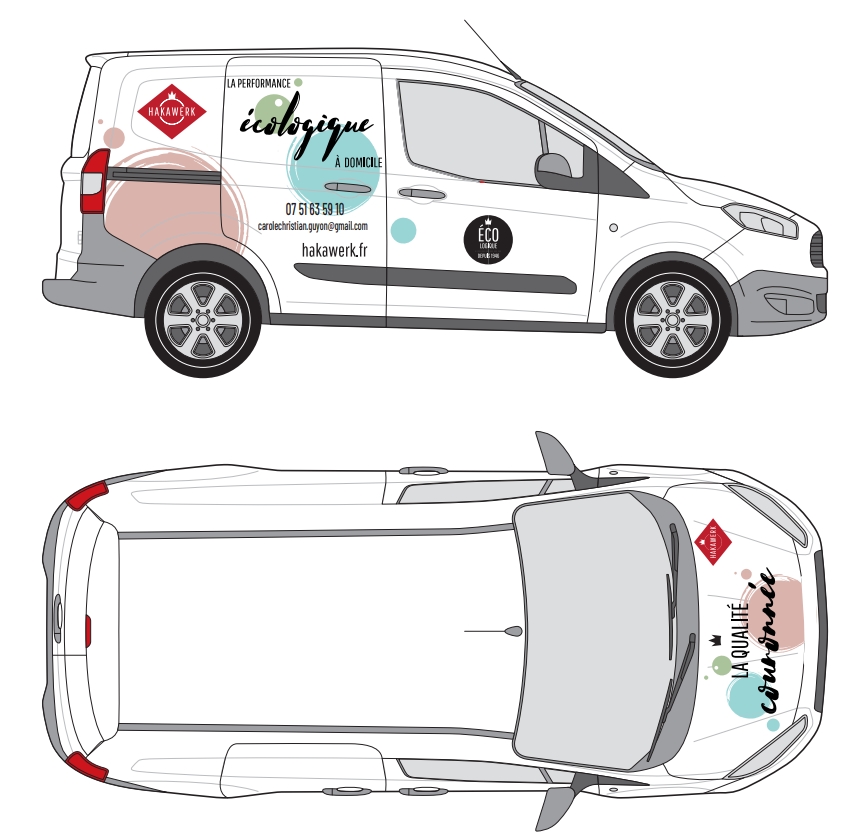 🚗✨ 𝗩𝗲𝗿𝘀 𝗹𝗮 𝗿𝗼𝘂𝘁𝗲 𝗱𝘂 𝘀𝘂𝗰𝗰𝗲̀𝘀 !
Pour lancer son activité, produits entretien à domicile hakawerk.fr et soins du corps neutralseife.com, Carole nous a confié la personnalisation de son véhicule. 
Résultat, 1 voiture qui ne passe pas inaperçue