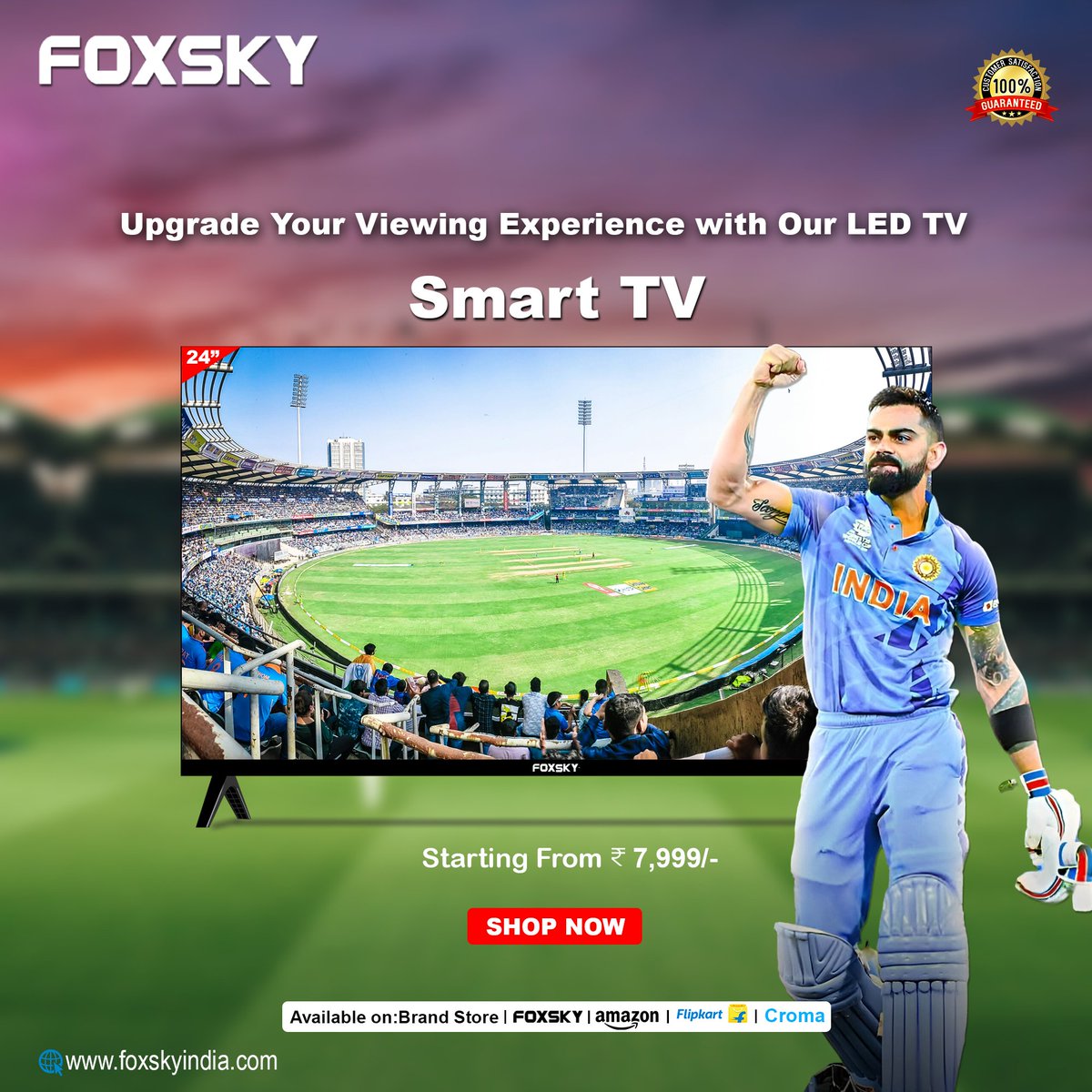 🏏 Experience the thrill of cricket like never before with FOXSKY Smart TV! 🎉📺 Upgrade your viewing experience with stunning visuals and immersive sound. 🔥 Get yours now, starting from just ₹7,999/-!

📍 Available on: FOXSKY Brand Store | Amazon | Flipkart | Croma